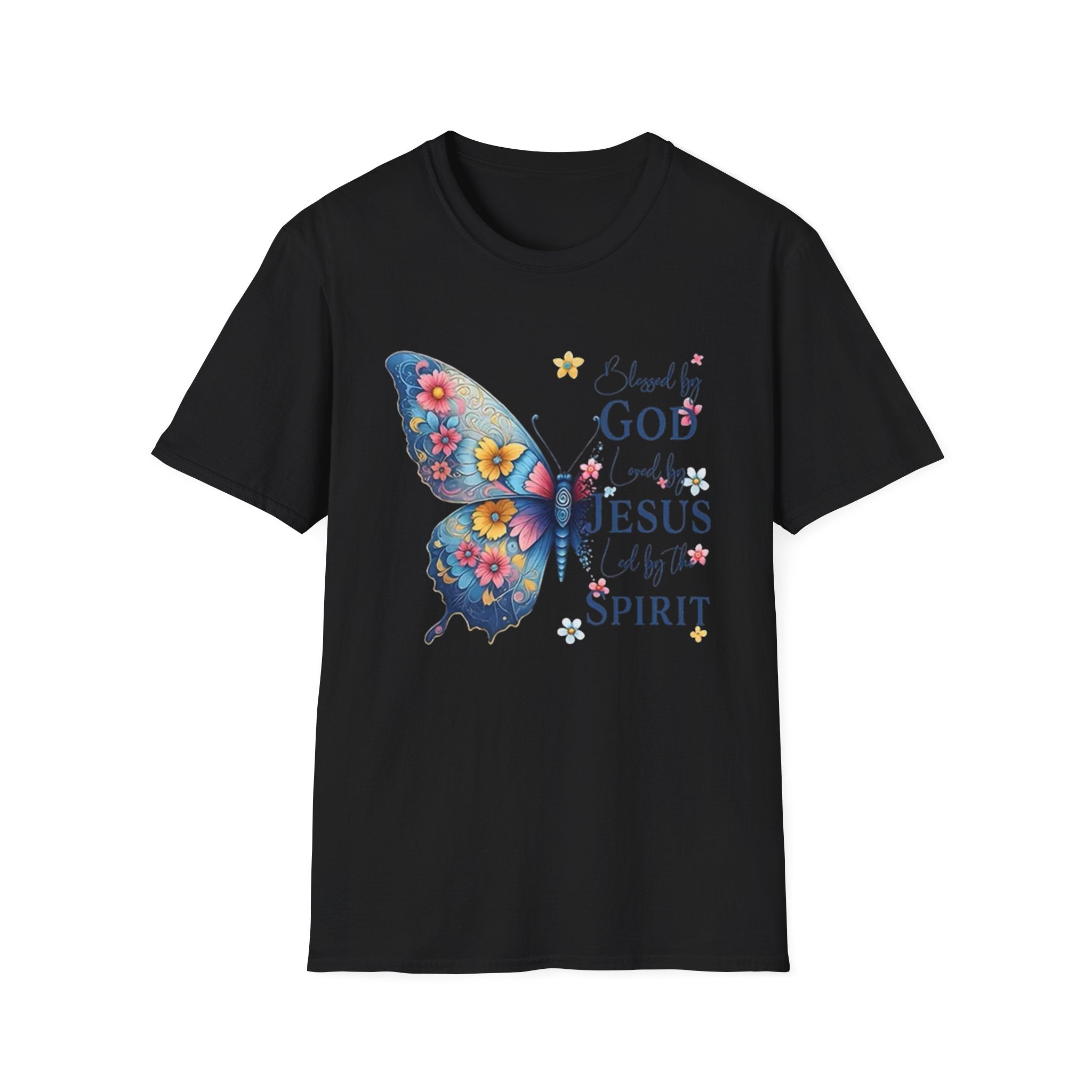 Butterfly Faith T-Shirt — "I am loved by God and held by Jesus and the Spirit" Christian Tee