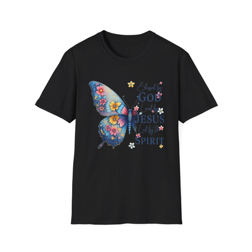 Butterfly Faith T-Shirt — "I am loved by God and held by Jesus and the Spirit" Christian Tee