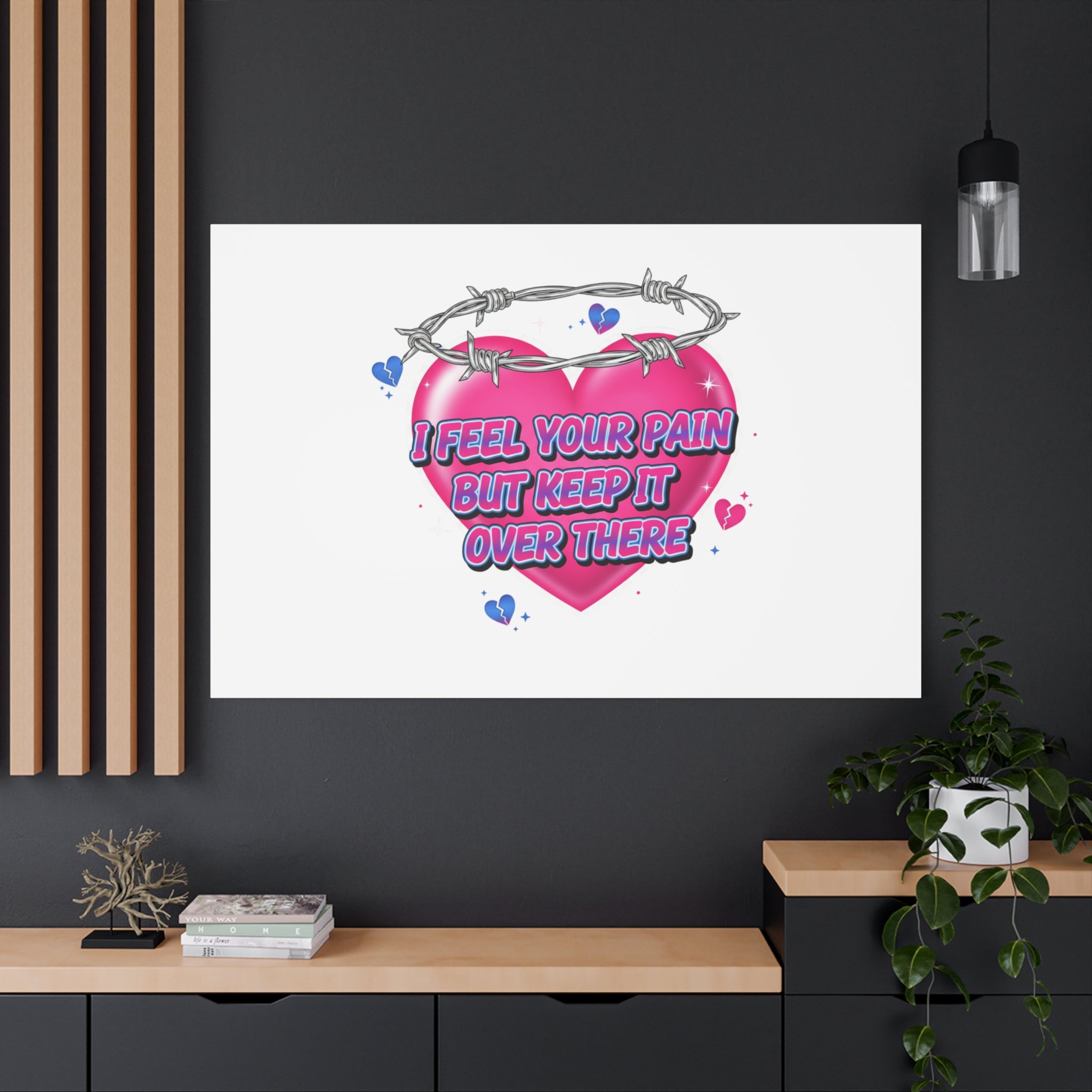 Snarky Neon Heart Airbrush Canvas | Softcore Hater, Y2K nostalgia