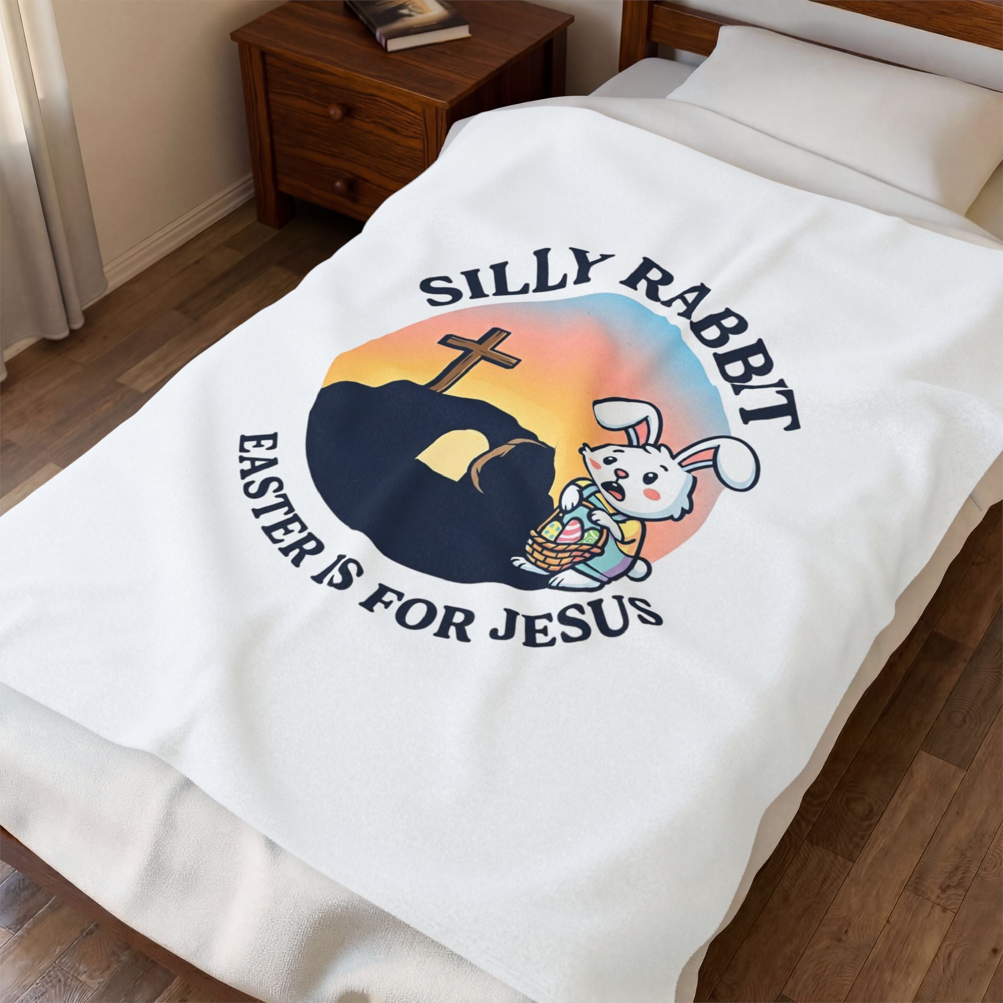 Silly Rabbit Easter Blanket | He Is Risen, Christian Easter Decor