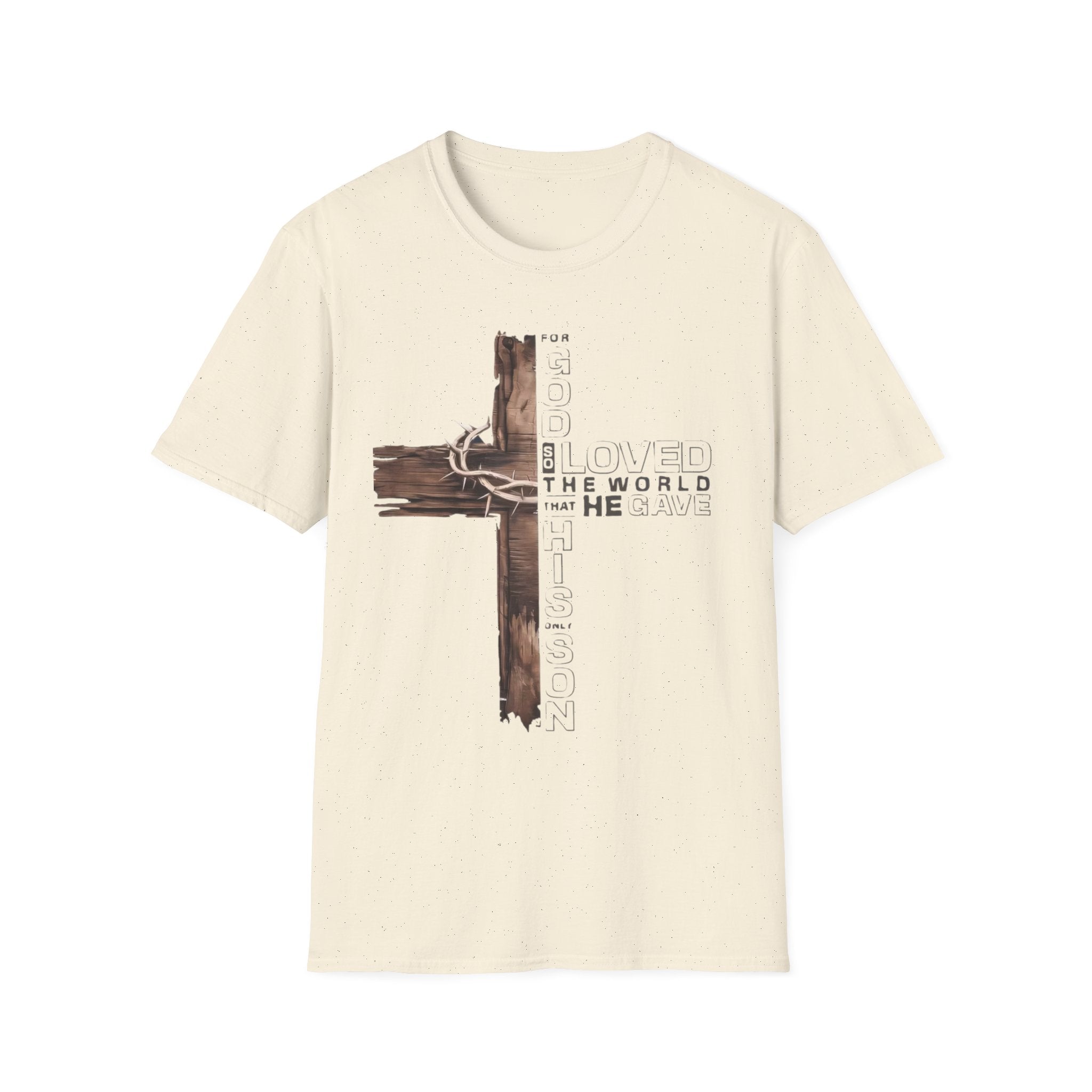 Christian Cross T-Shirt — "He Loved The World" Faith Graphic Tee