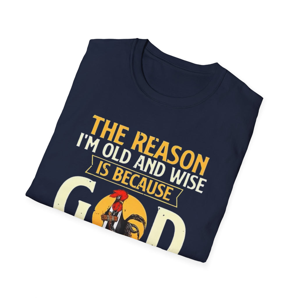 T-Shirt — "The Reason I’m Old and Wise Is Because God Protected Me When I Was Young and Stupid" Christian Faith Tee