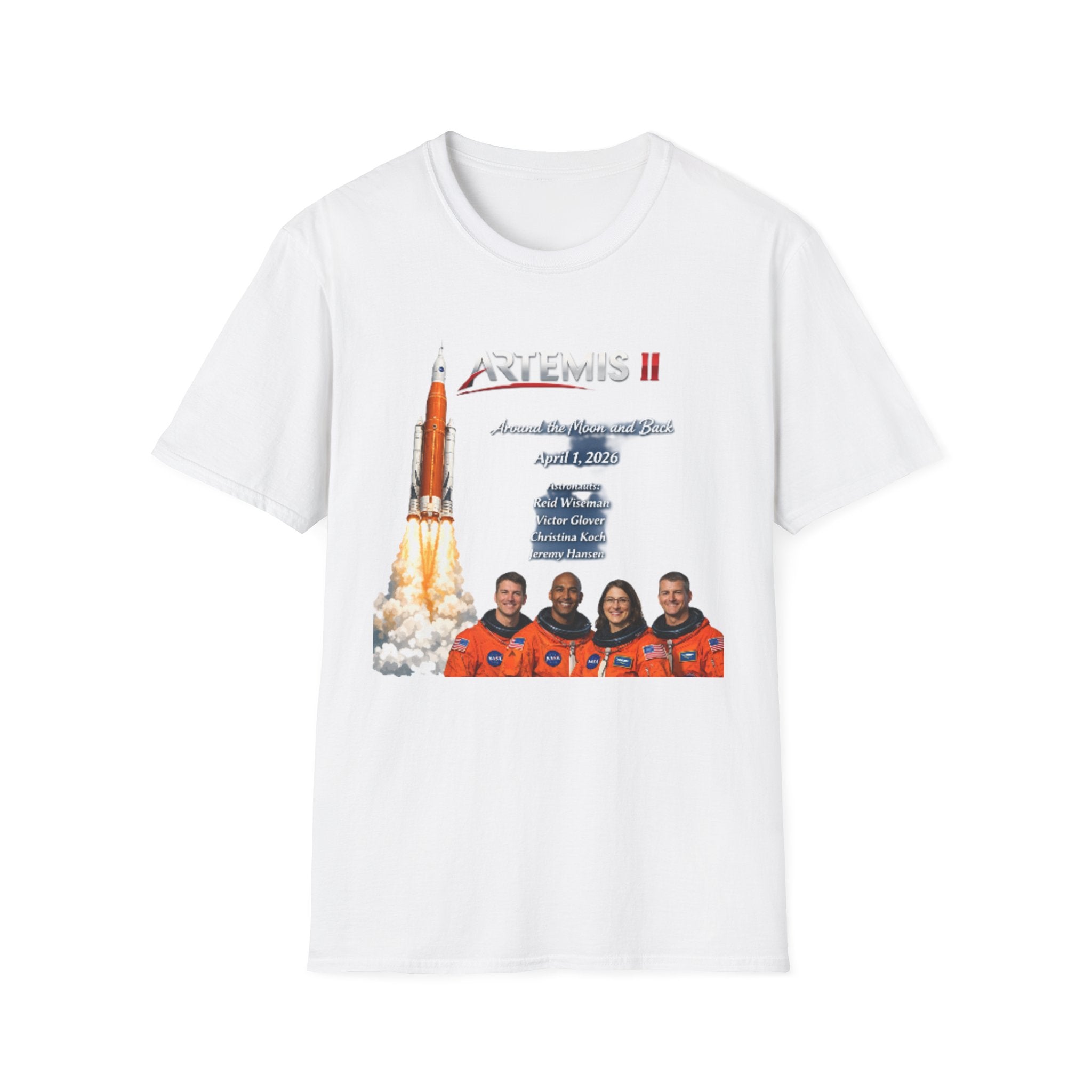 Artemis II Crew & Rocket Graphic T-Shirt