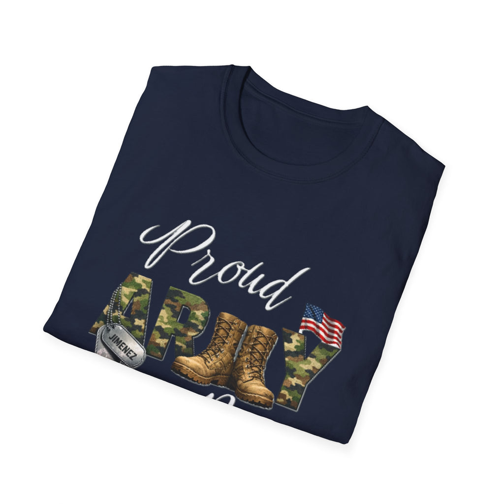 Proud Army Mom T-Shirt — Military Camouflage Boots & Flag Design