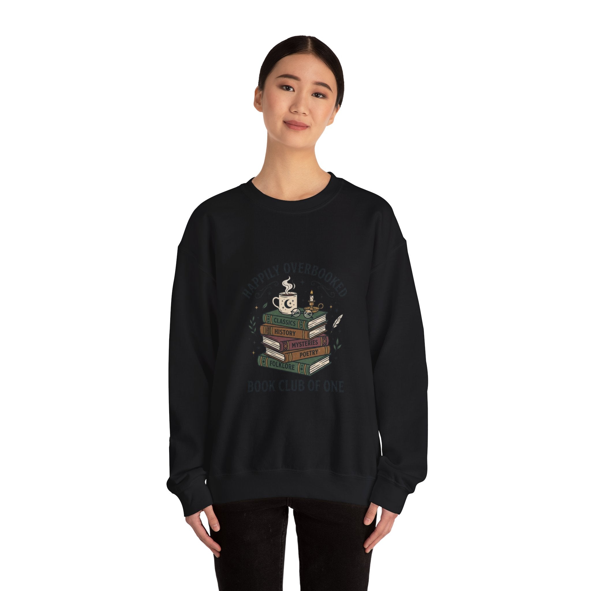 Happily Overbooked 'Book Club of One' Sweatshirt | book lover, cozy reader