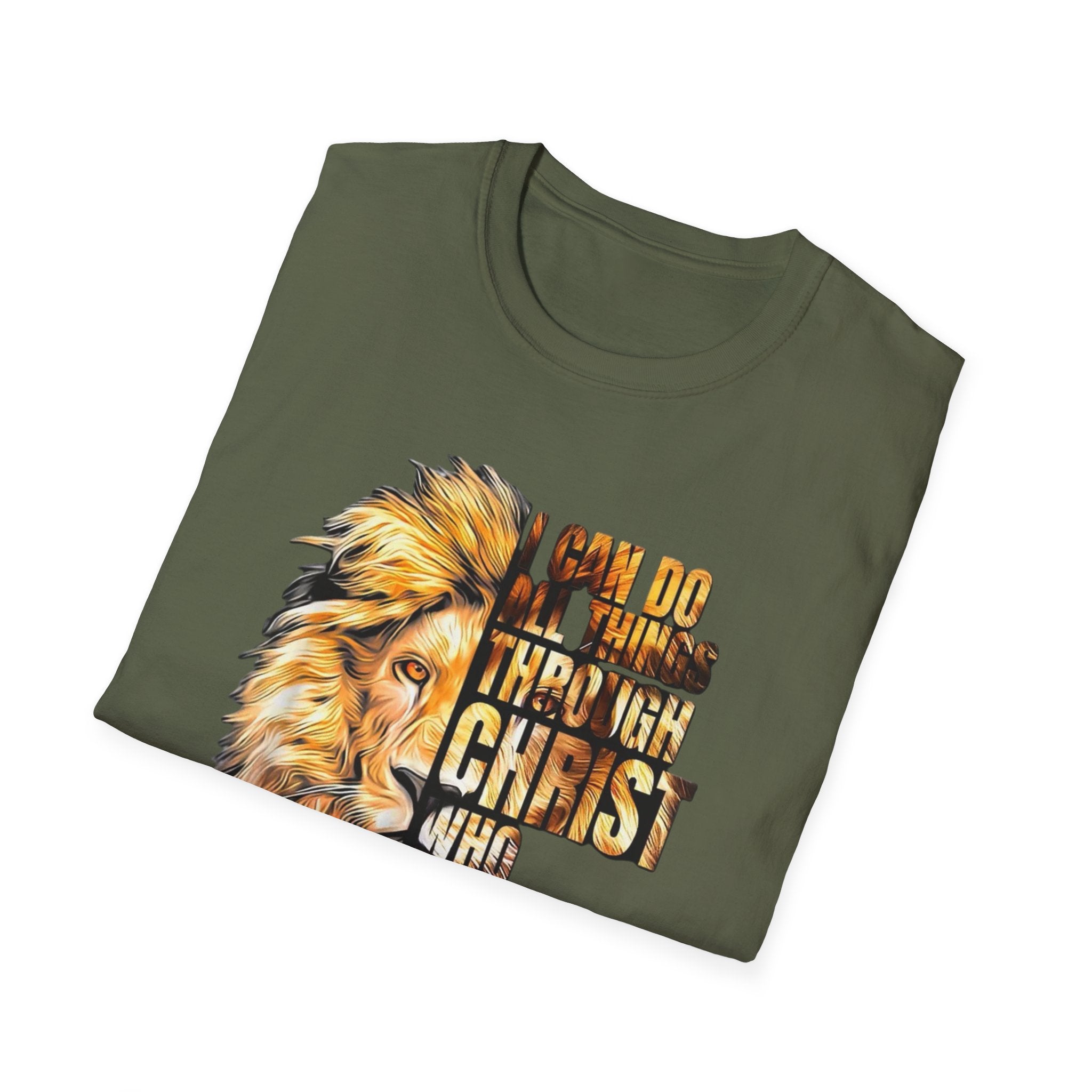 Christian Lion T-Shirt — "I Can Do All Things Through Christ Who Strengthens Me" Inspirational Tee
