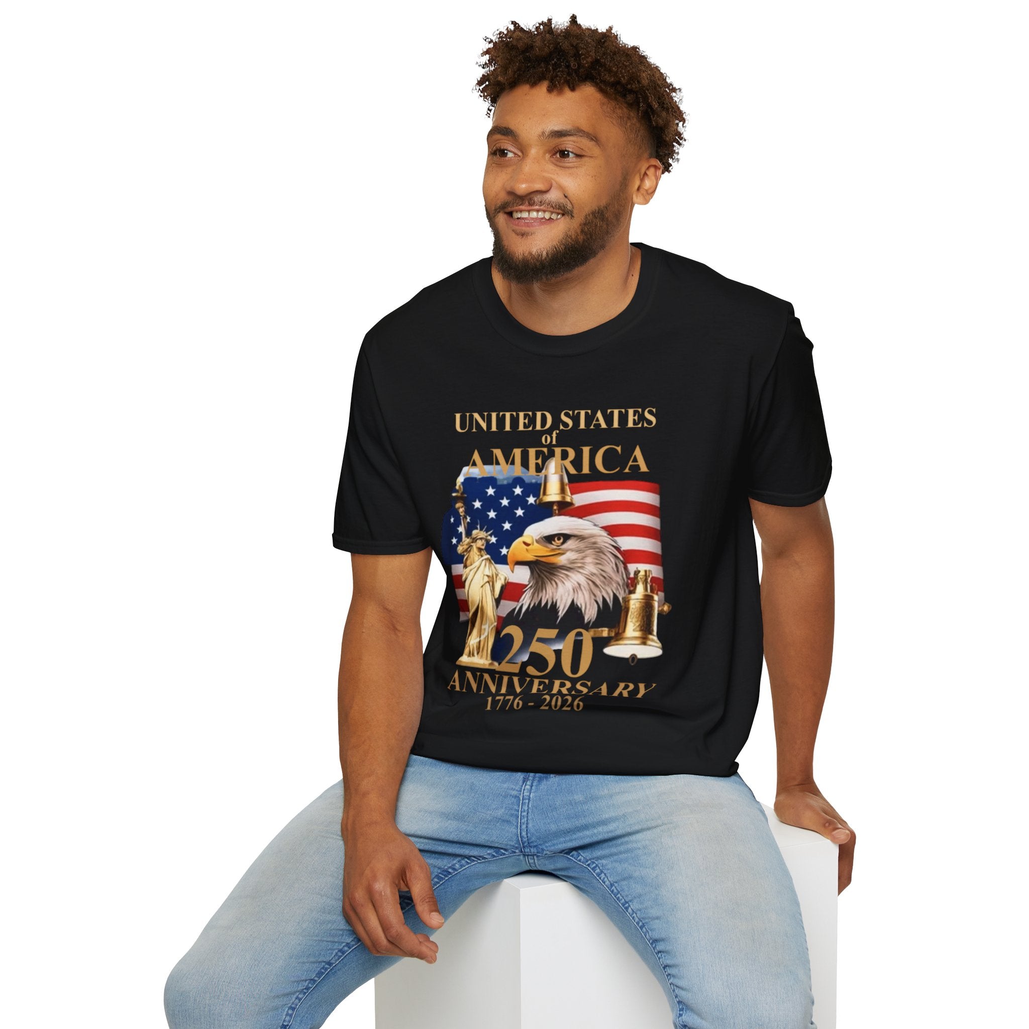 America 250th Anniversary T-Shirt – Bald Eagle, Flag & Liberty Icons (1776–2026)