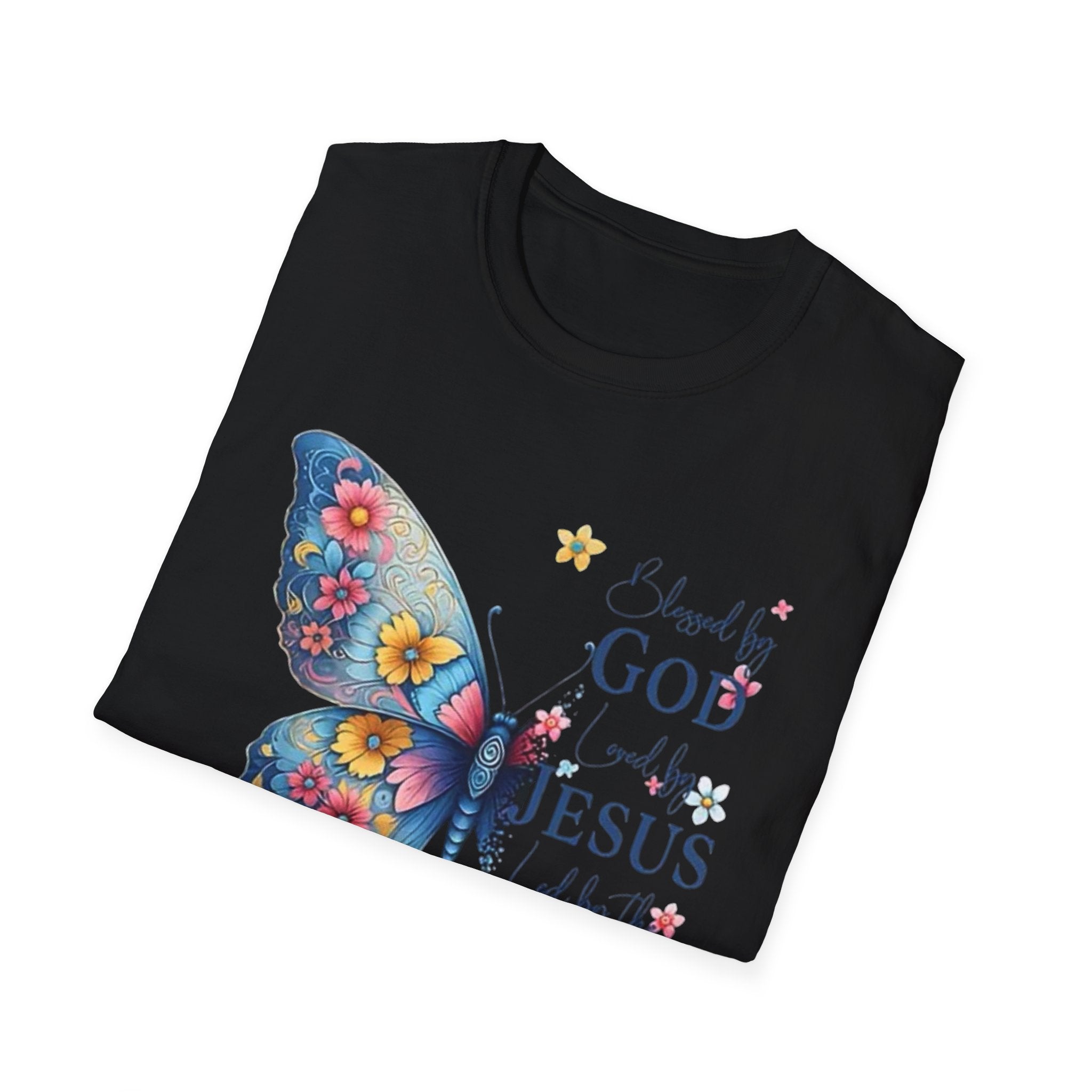 Butterfly Faith T-Shirt — "I am loved by God and held by Jesus and the Spirit" Christian Tee