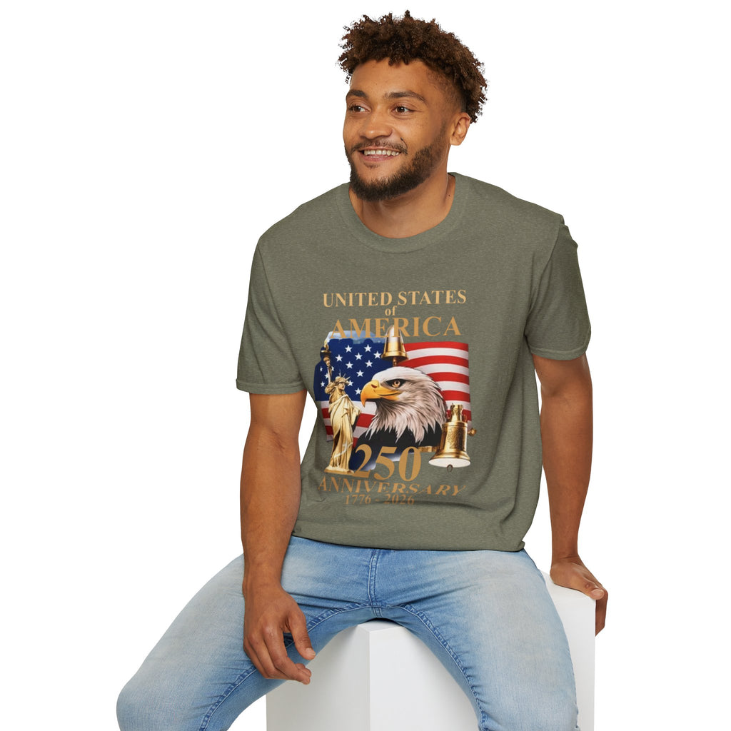 America 250th Anniversary T-Shirt – Bald Eagle, Flag & Liberty Icons (1776–2026)