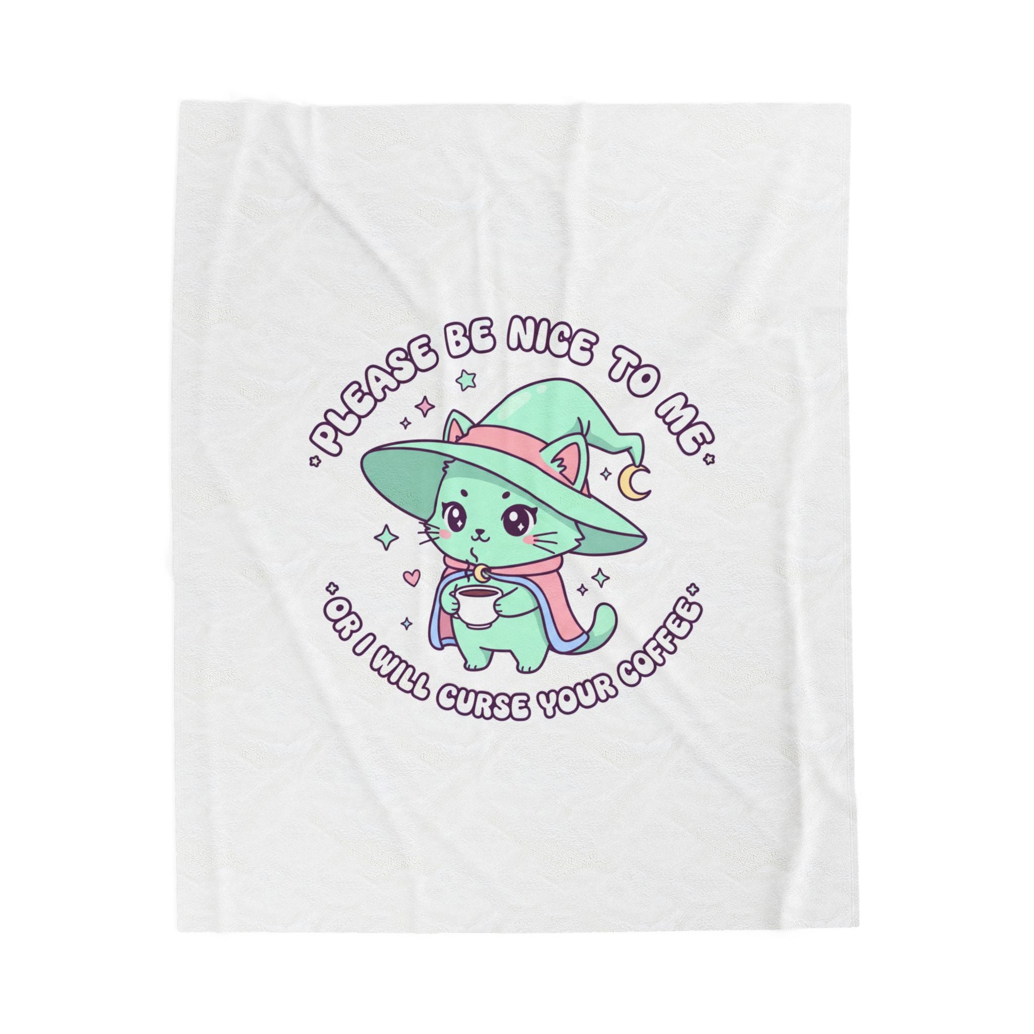 Please Be Nice To Me Plush Blanket | kawaii threat, pastel cute menacing