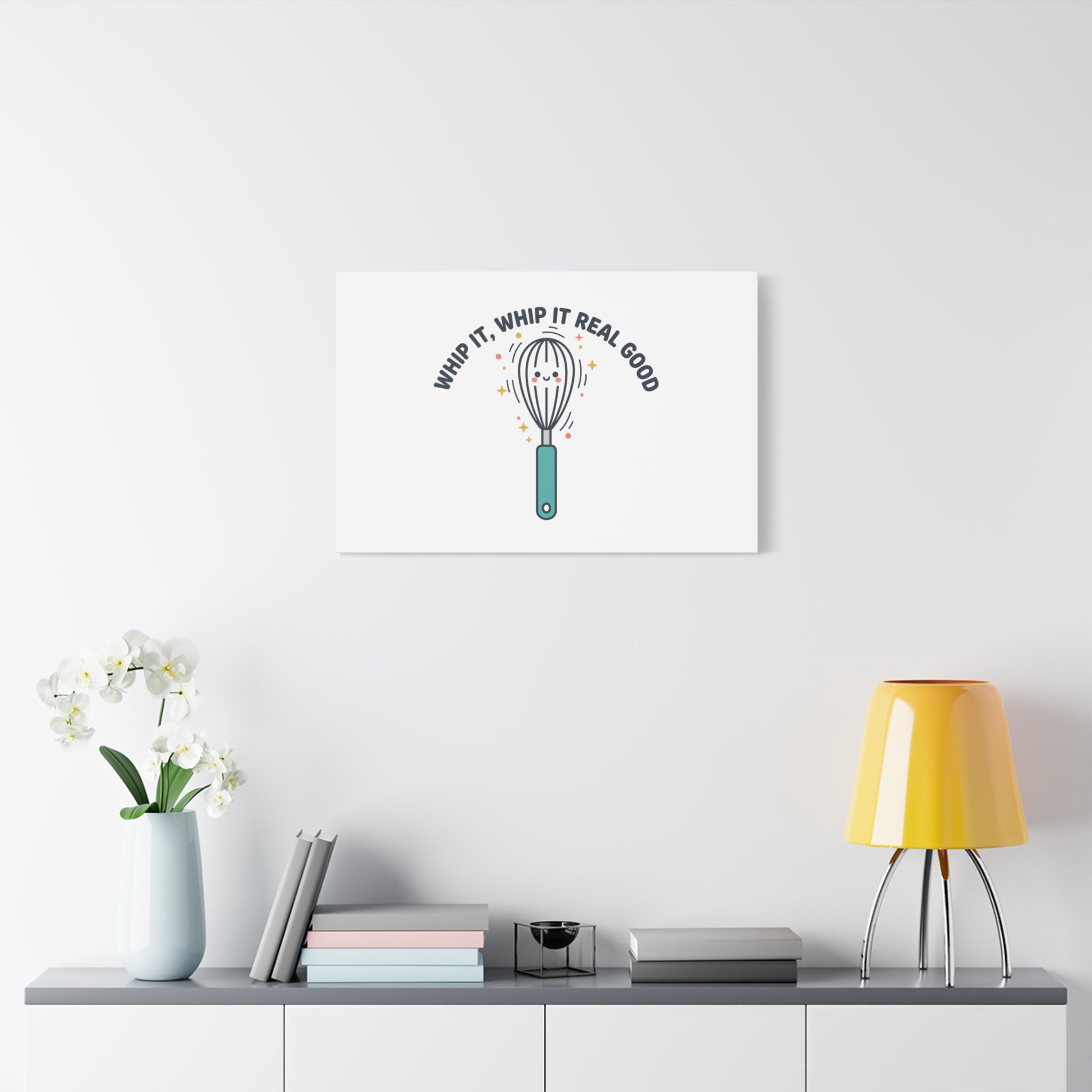 Whip It, Whip It Real Good Canvas | Kitchen Pun Minimalism, Cooking Humor