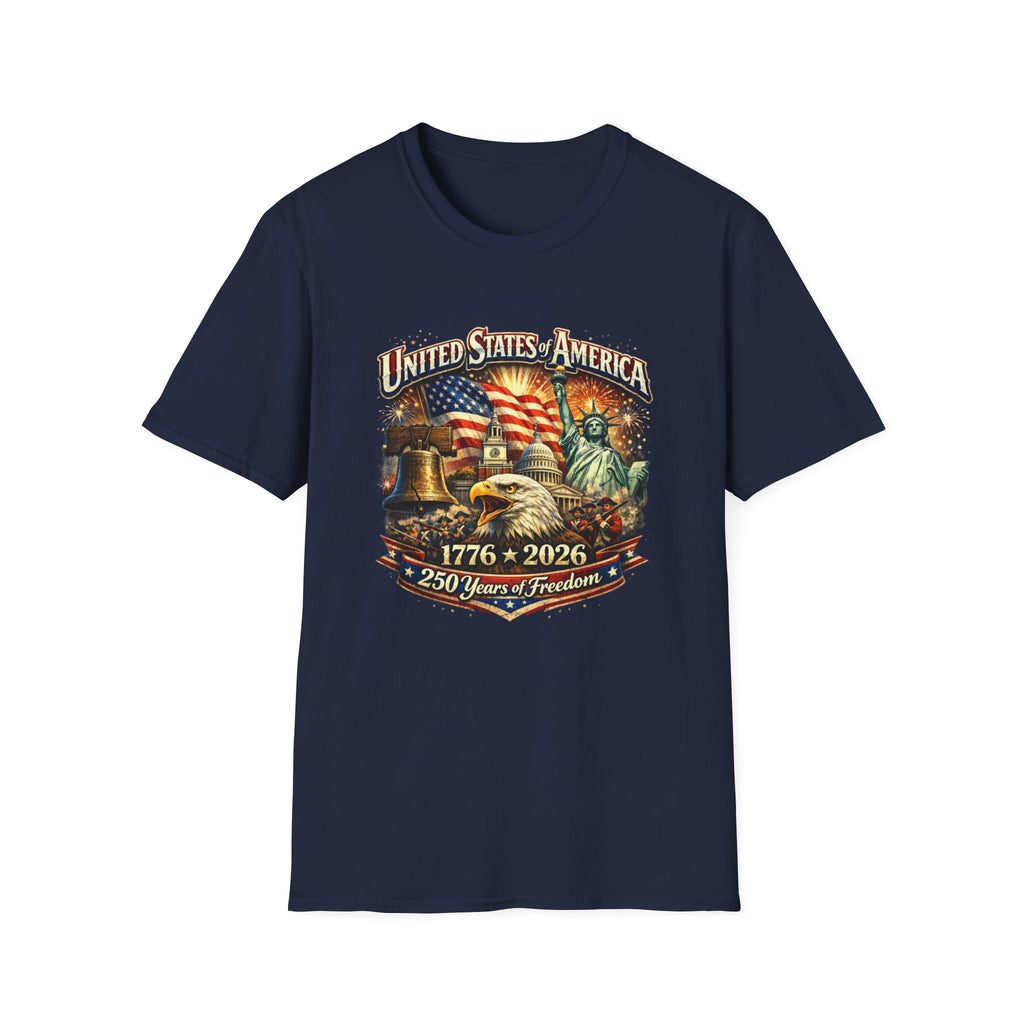 United States of America 250 Graphic T-Shirt — Patriotic 1776–2026 Liberty Design