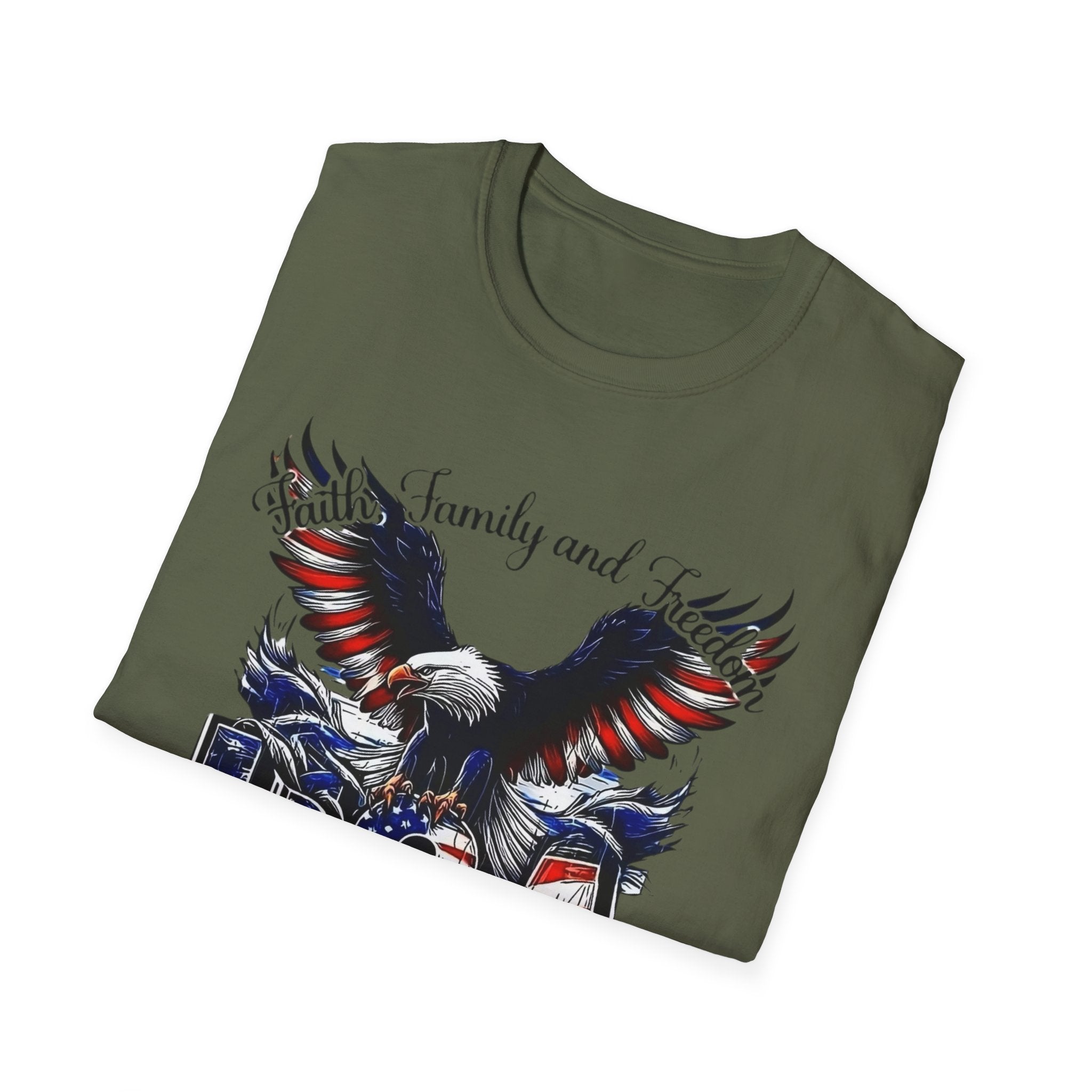USA Eagle T-Shirt — Patriotic Bald Eagle with American Flag Text