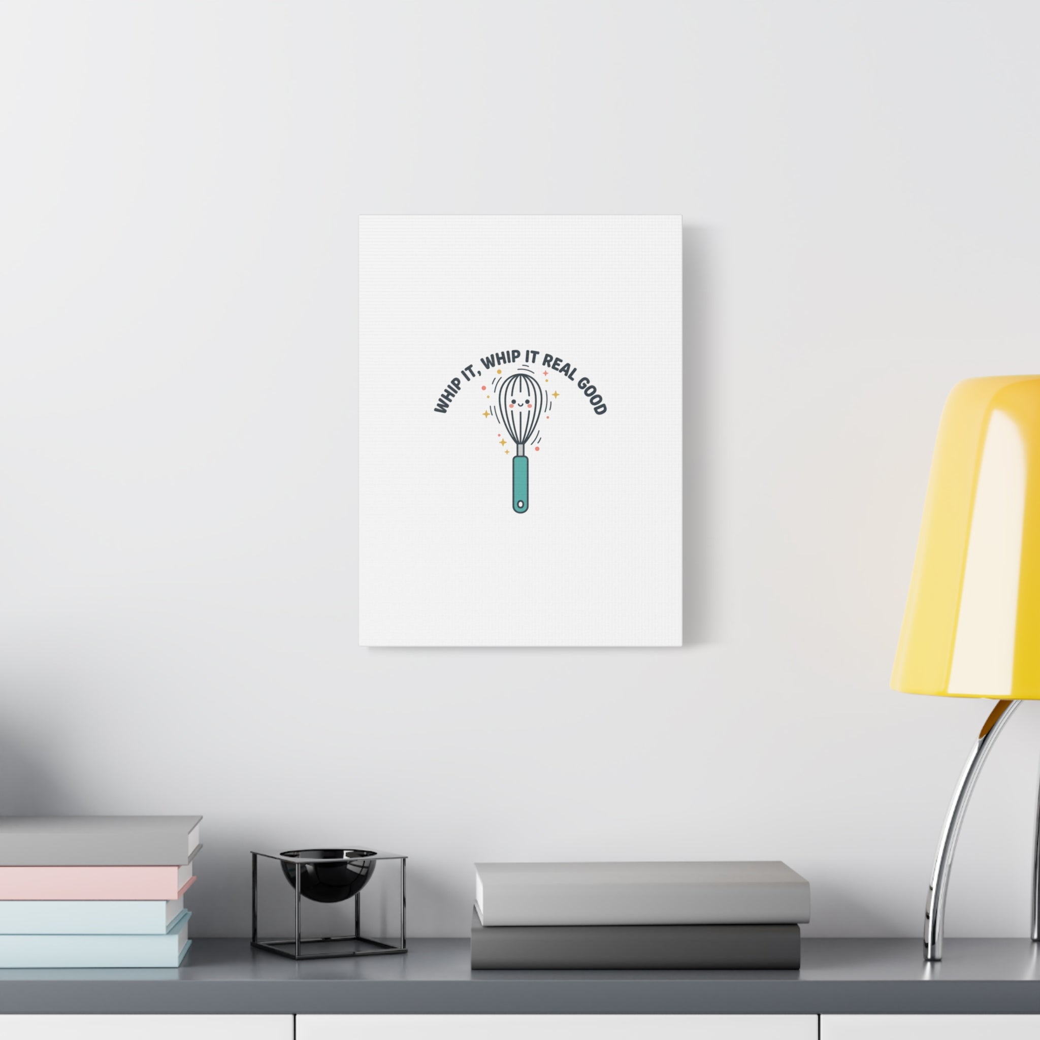 Whip It, Whip It Real Good Canvas | Kitchen Pun Minimalism, Cooking Humor