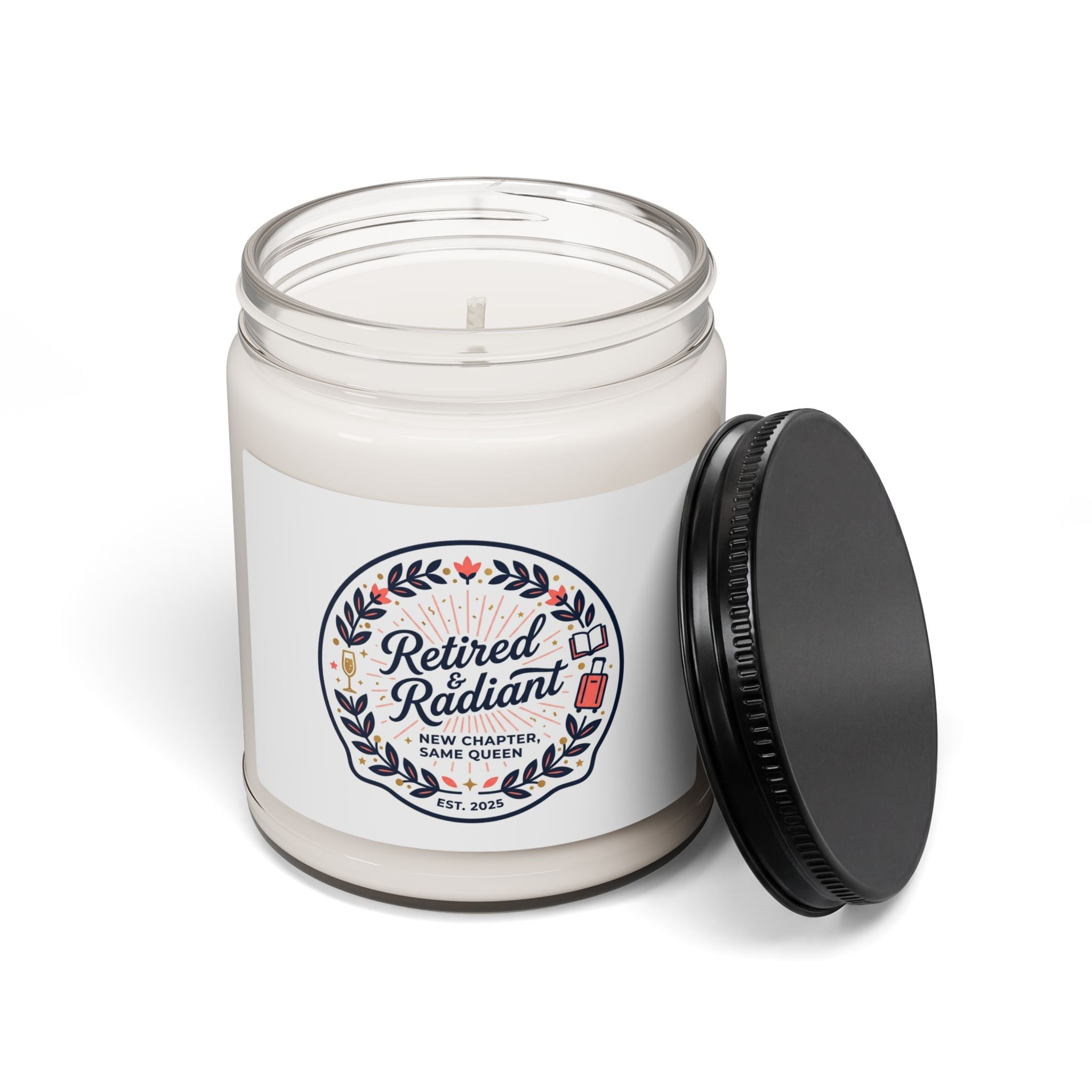 Retired & Radiant Soy Candle, retirement gifts for women | personalized keepsake