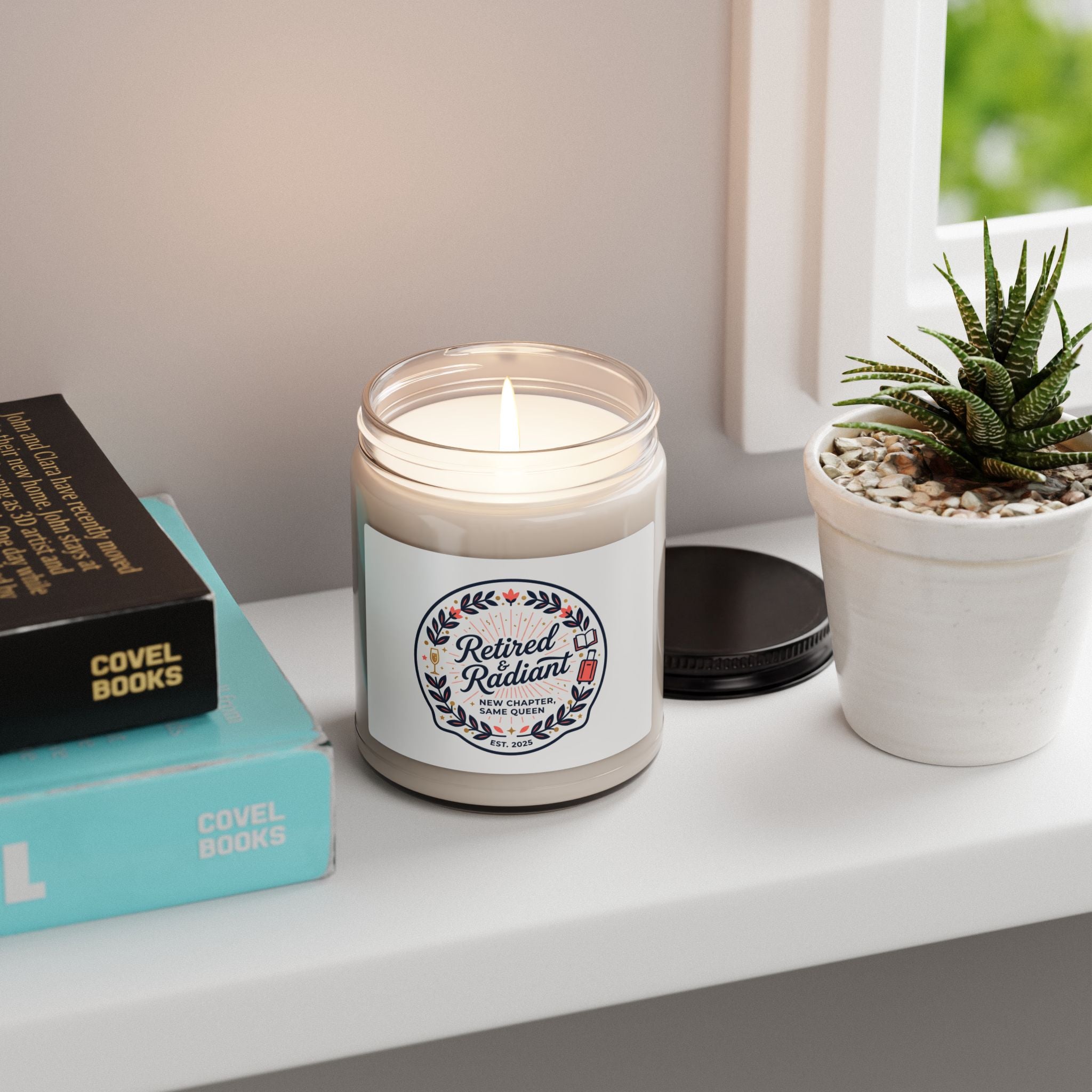 Retired & Radiant Soy Candle, retirement gifts for women | personalized keepsake