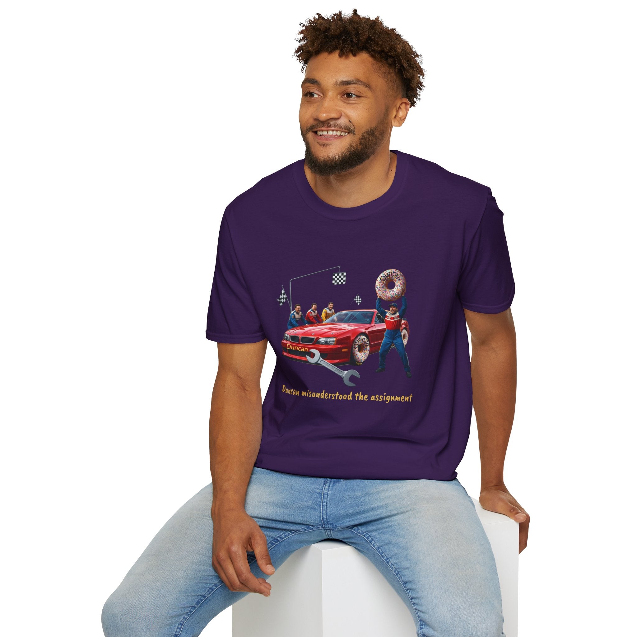 Duncan Misunderstood the Assignment Nascar T-Shirt | Funny Car Donut Racing Design