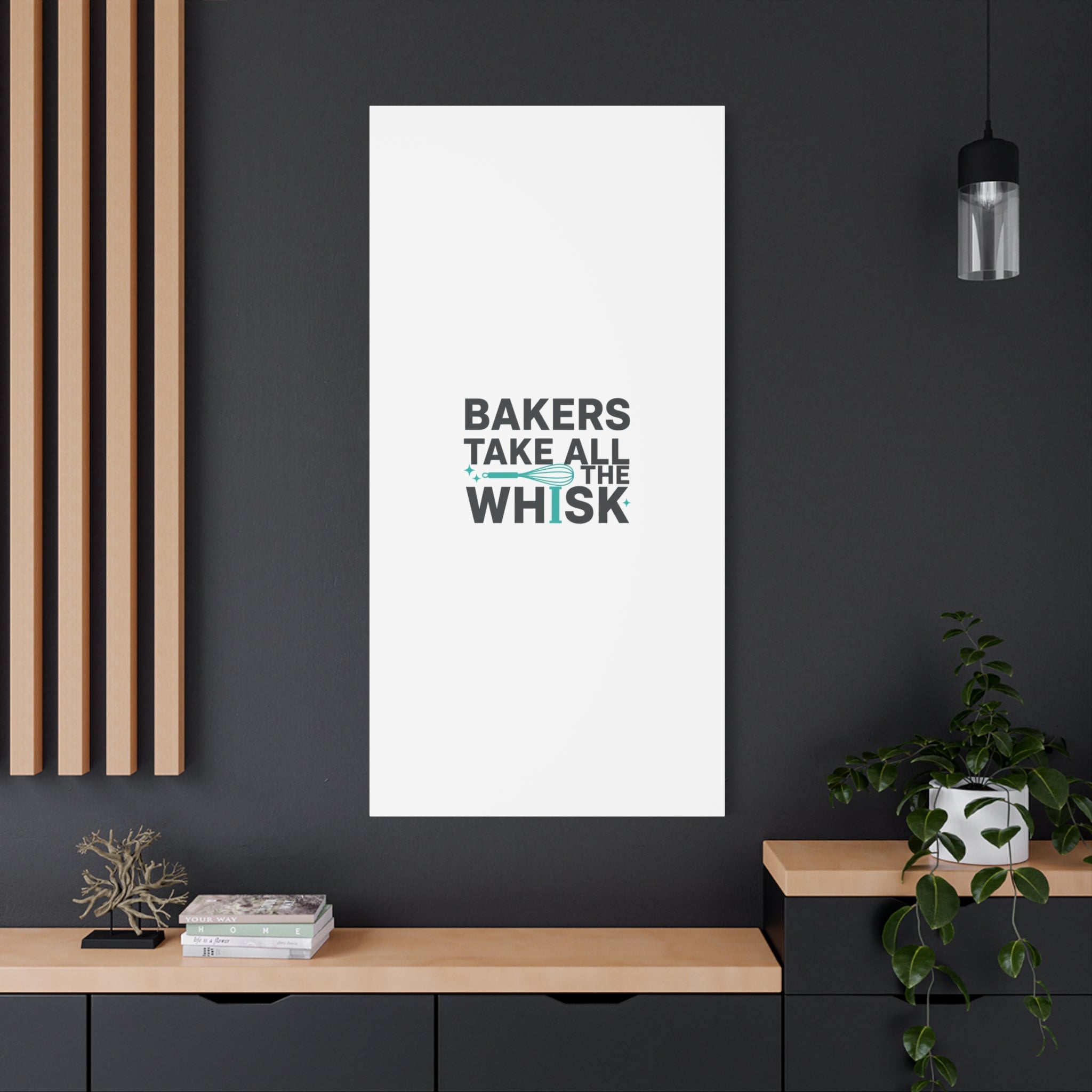 Bakers Take All The Whisk Canvas, Kitchen Pun Minimalism, cooking humor wall art