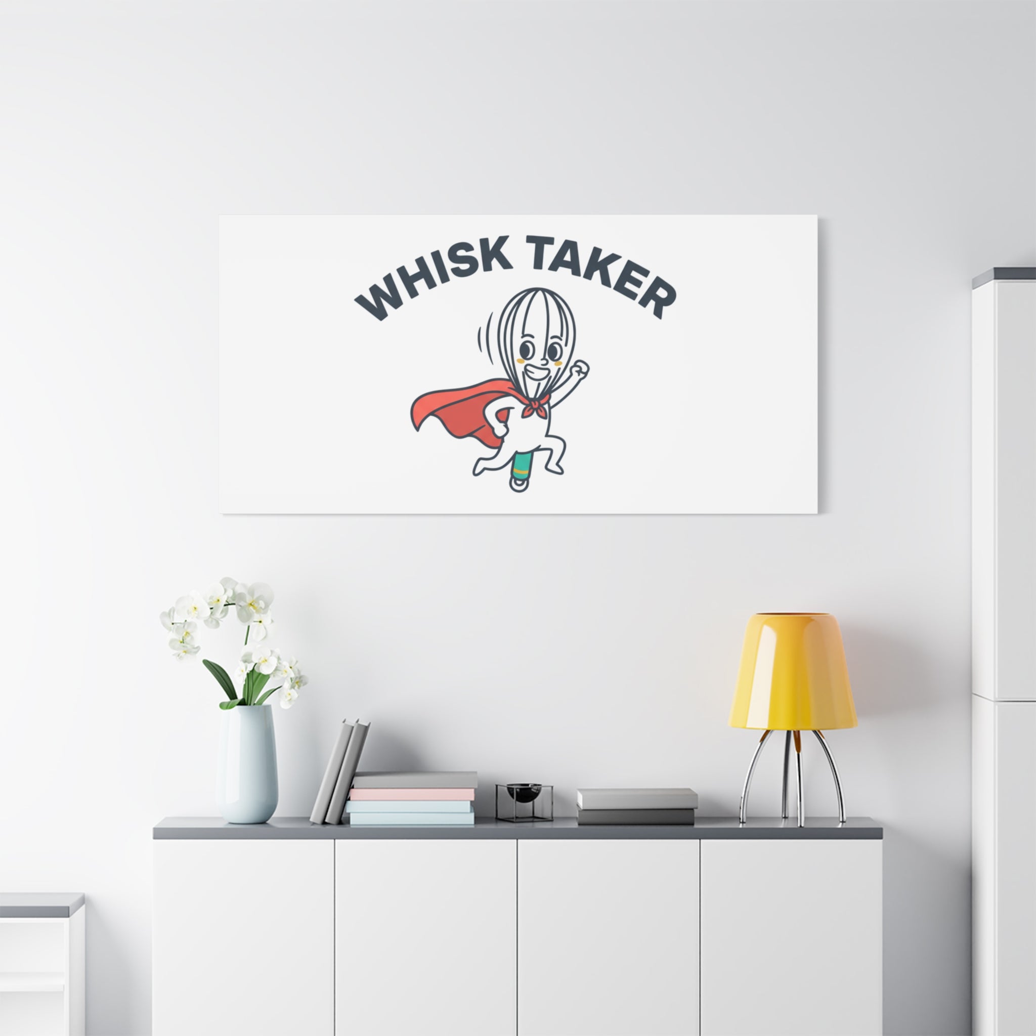 Whisk Taker Canvas, Stretched | Kitchen Pun Minimalism, cooking humor