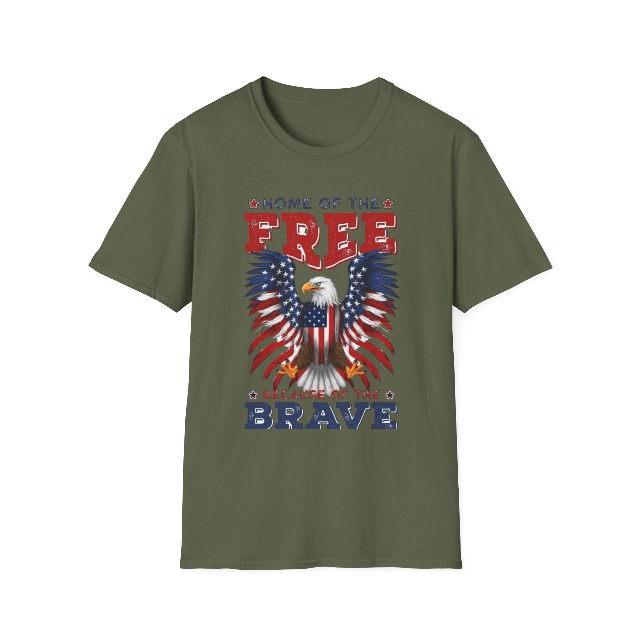 Patriotic Eagle T-Shirt — "Home of the Free Because of the Brave"