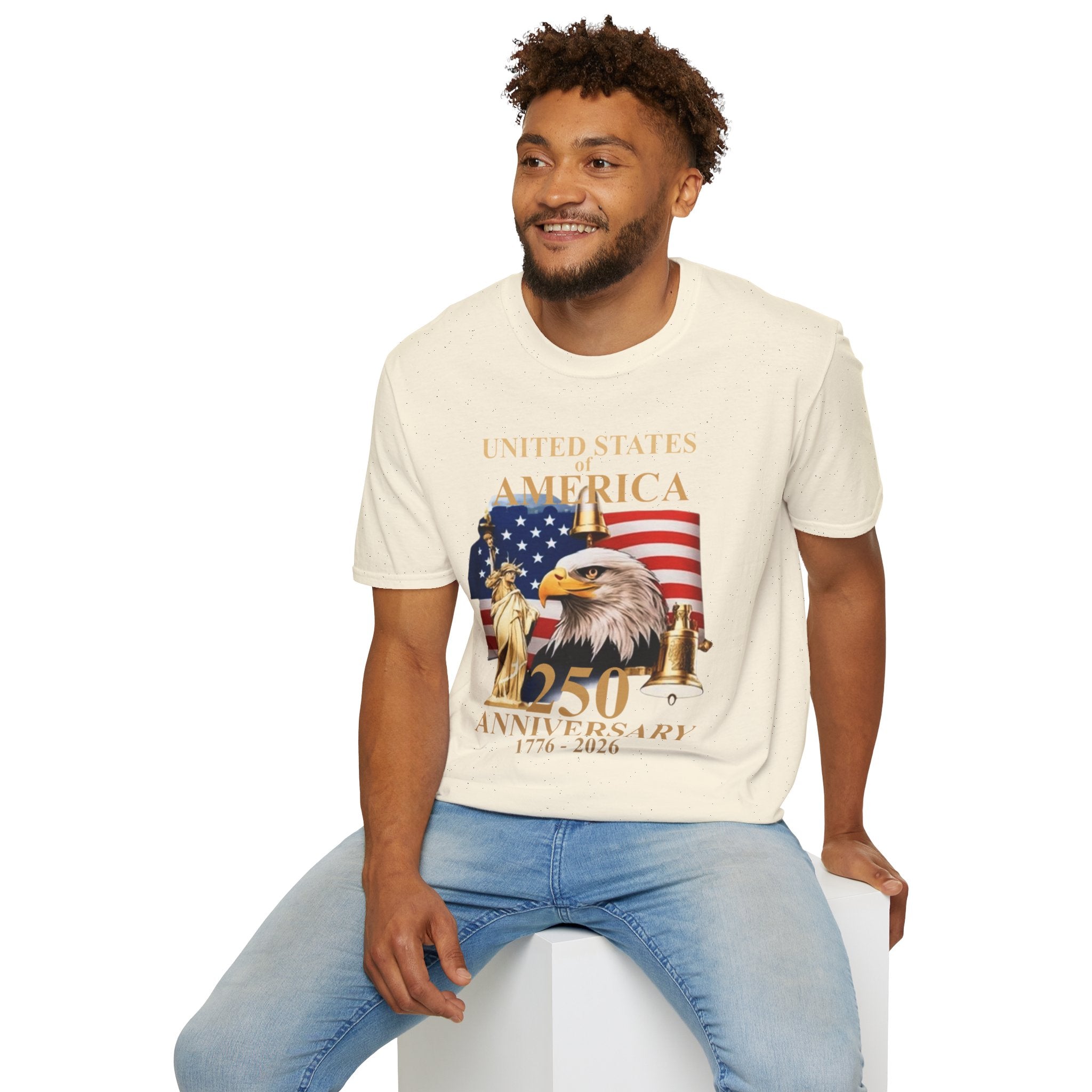 America 250th Anniversary T-Shirt – Bald Eagle, Flag & Liberty Icons (1776–2026)