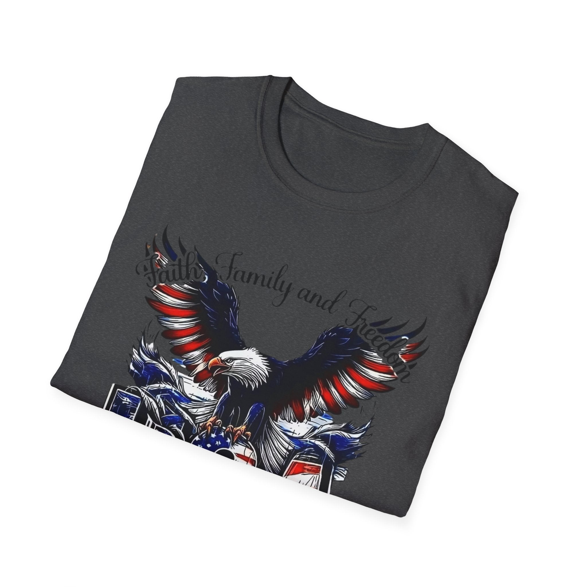 USA Eagle T-Shirt — Patriotic Bald Eagle with American Flag Text