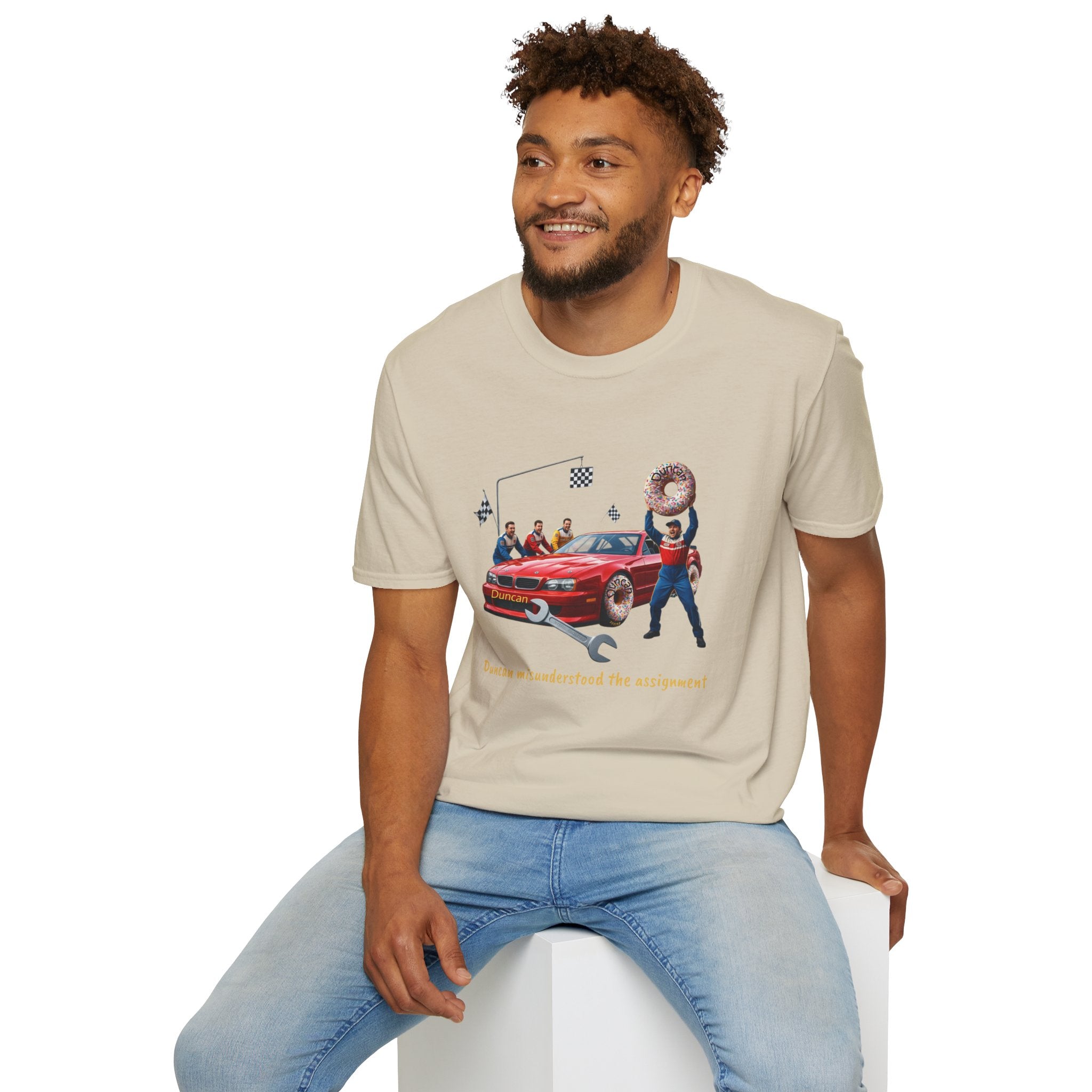 Duncan Misunderstood the Assignment Nascar T-Shirt | Funny Car Donut Racing Design