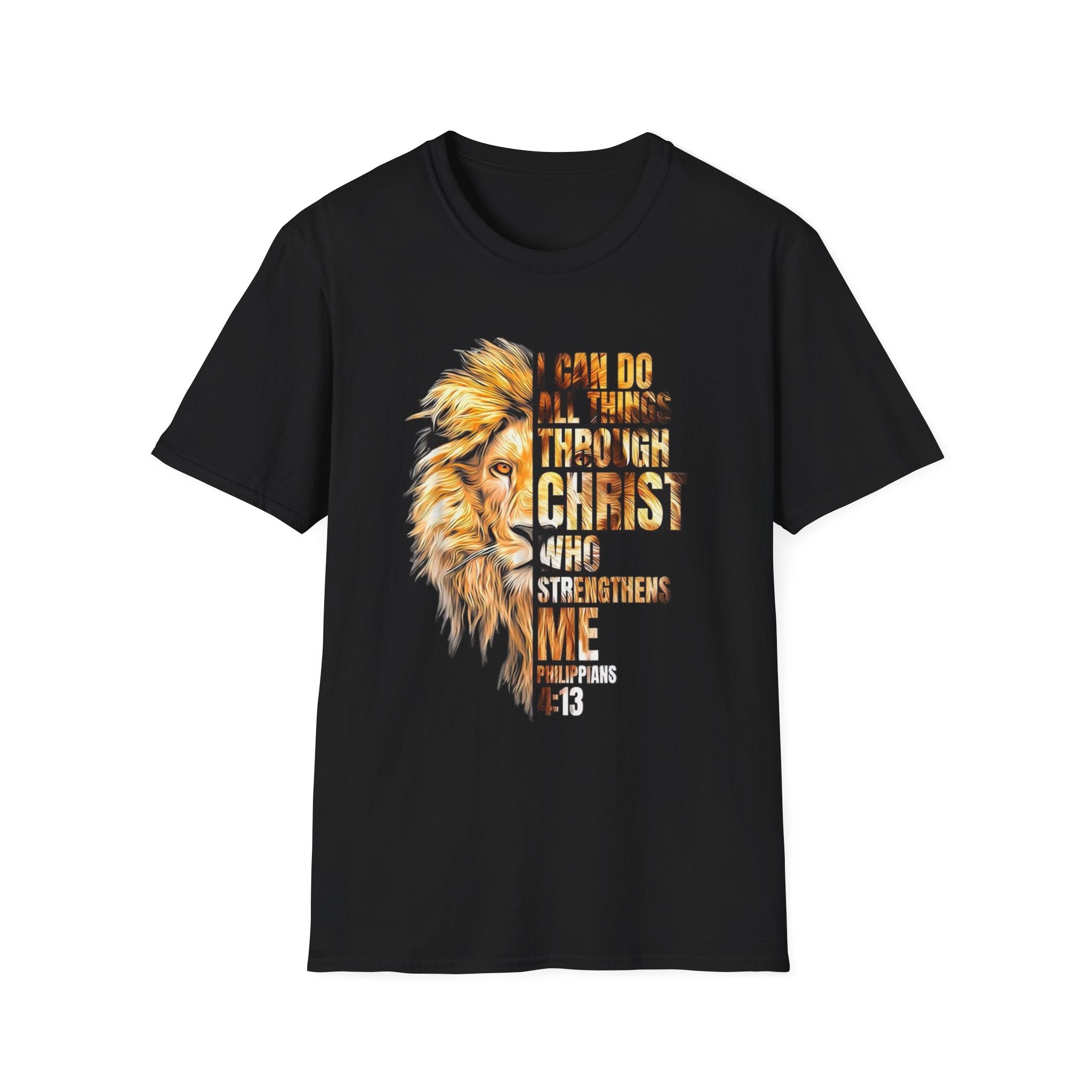 Christian Lion T-Shirt — "I Can Do All Things Through Christ Who Strengthens Me" Inspirational Tee