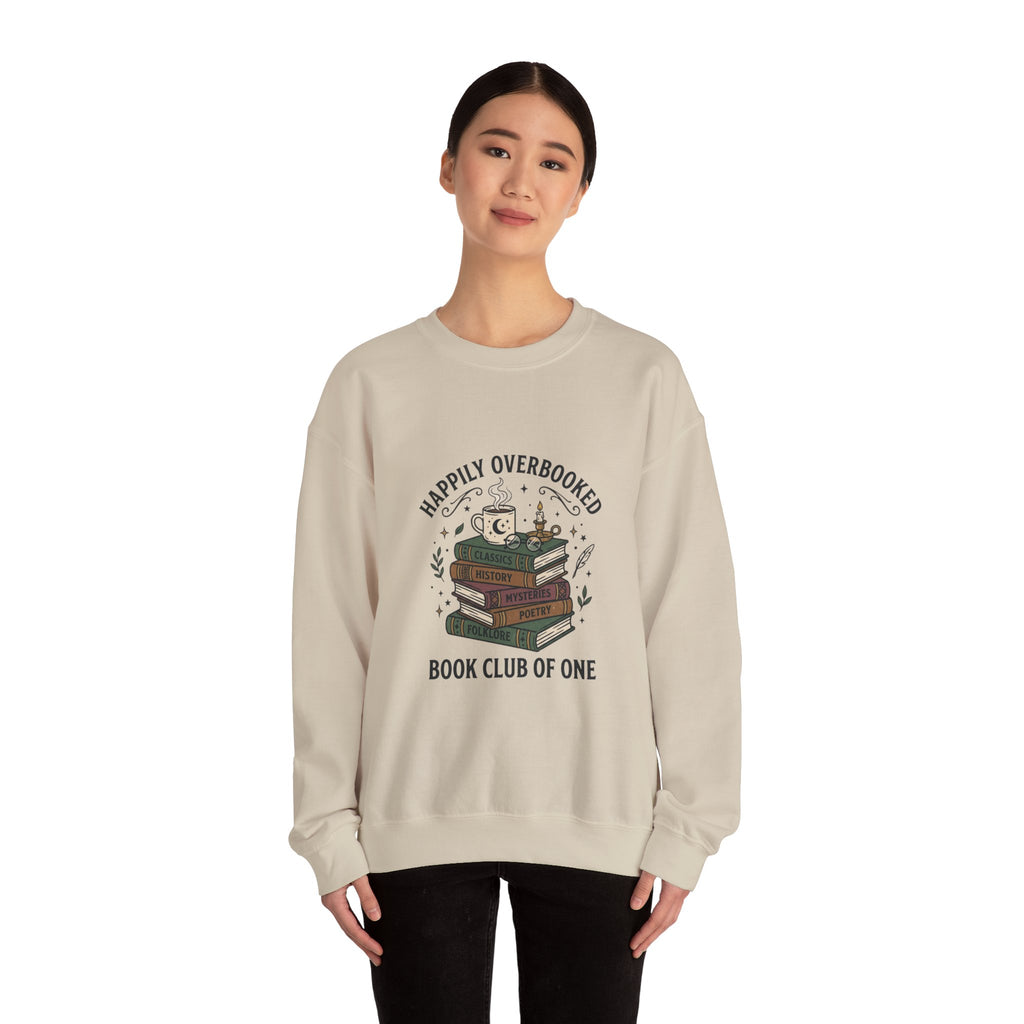Happily Overbooked 'Book Club of One' Sweatshirt | book lover, cozy reader