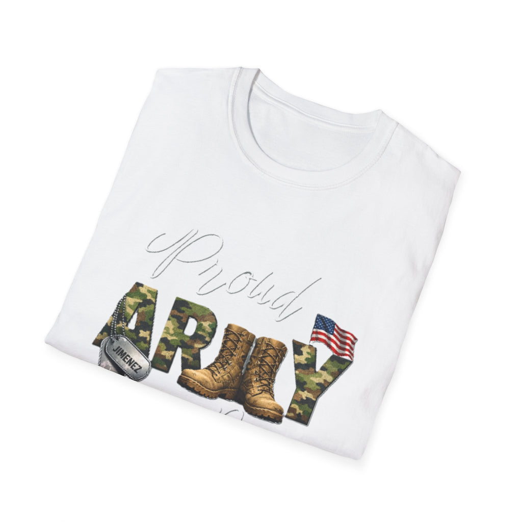 Proud Army Mom T-Shirt — Military Camouflage Boots & Flag Design