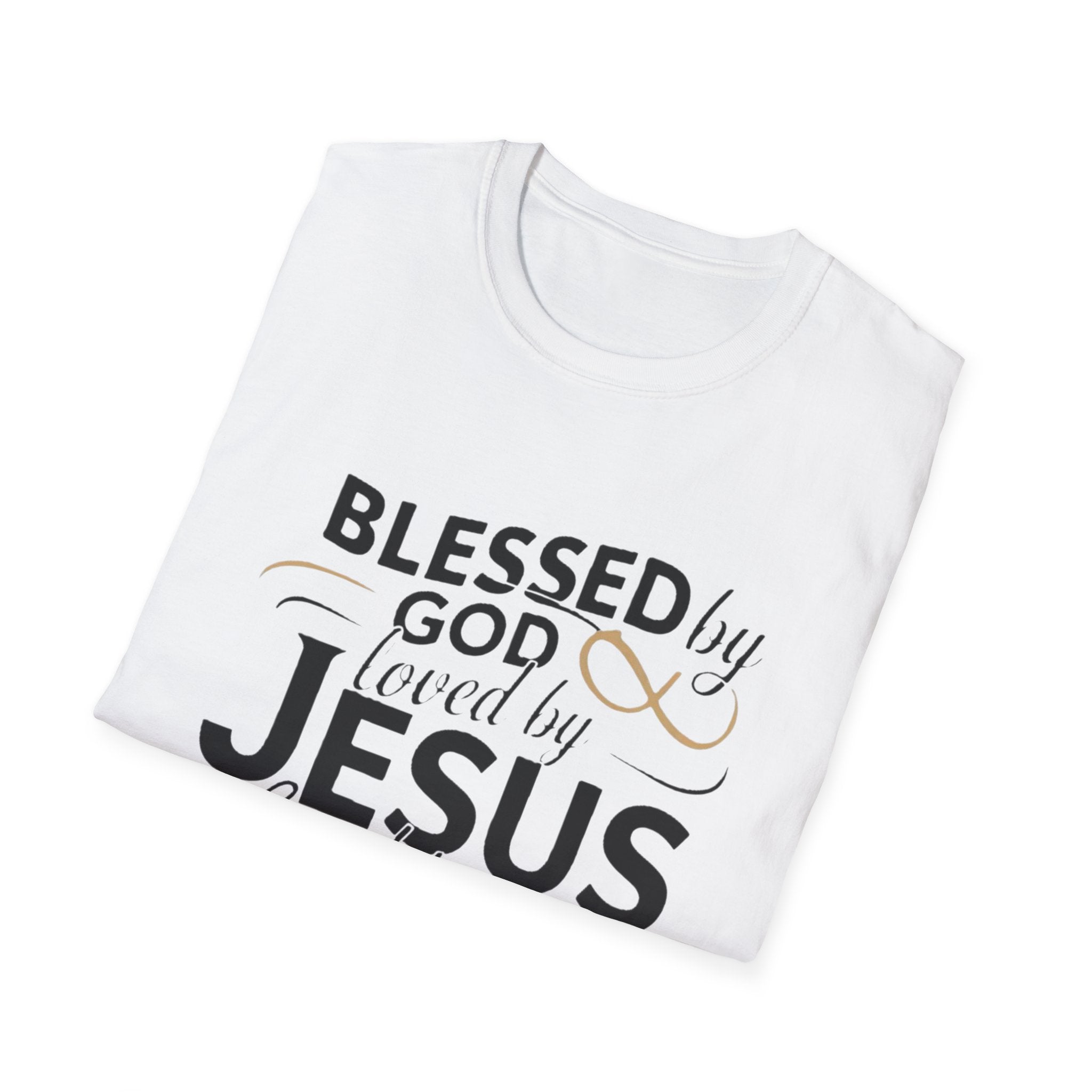 Jesus Blessed by God Faith T-Shirt — "Blessed by God, Loved by Jesus, Led by the Spirit" Christian Tee