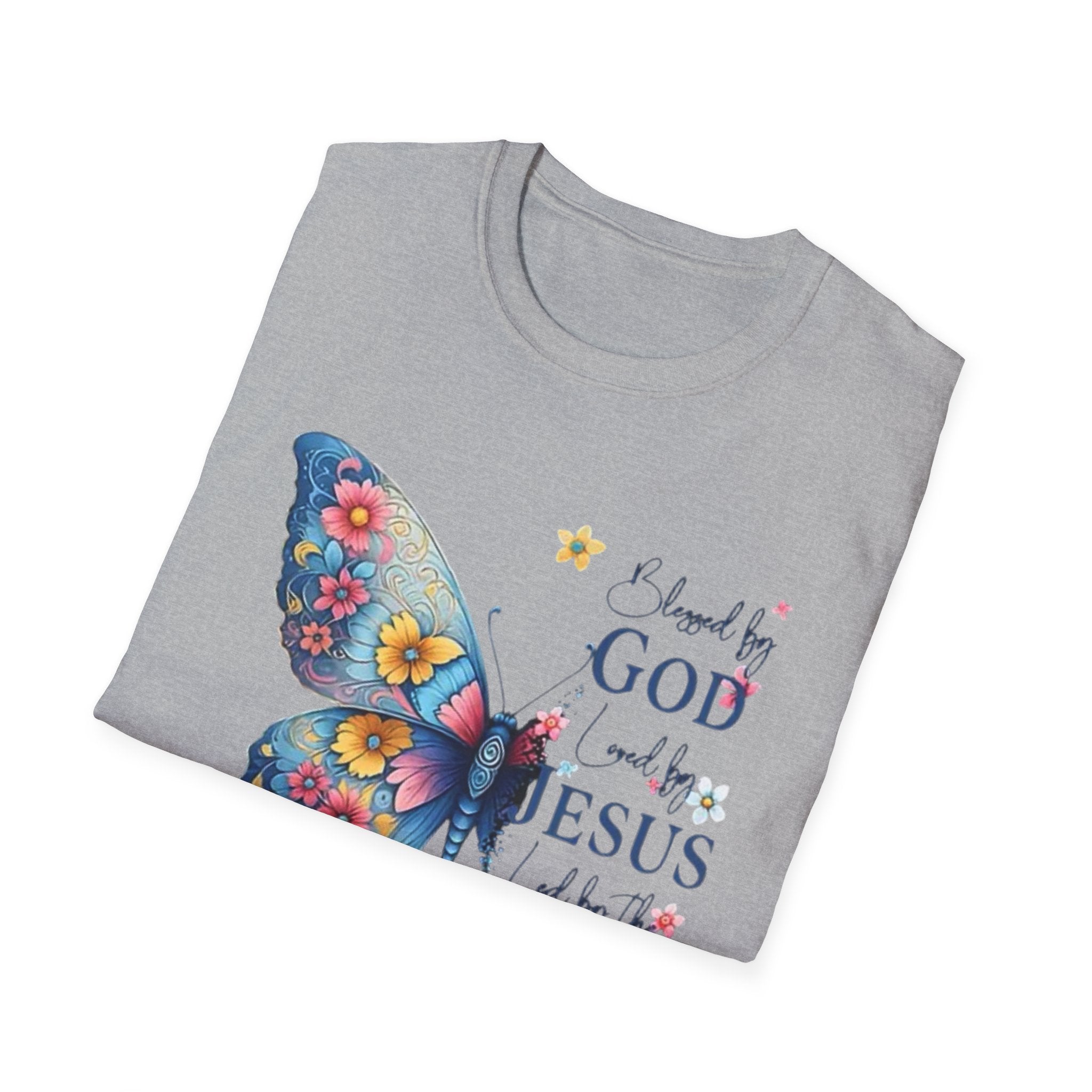 Butterfly Faith T-Shirt — "I am loved by God and held by Jesus and the Spirit" Christian Tee
