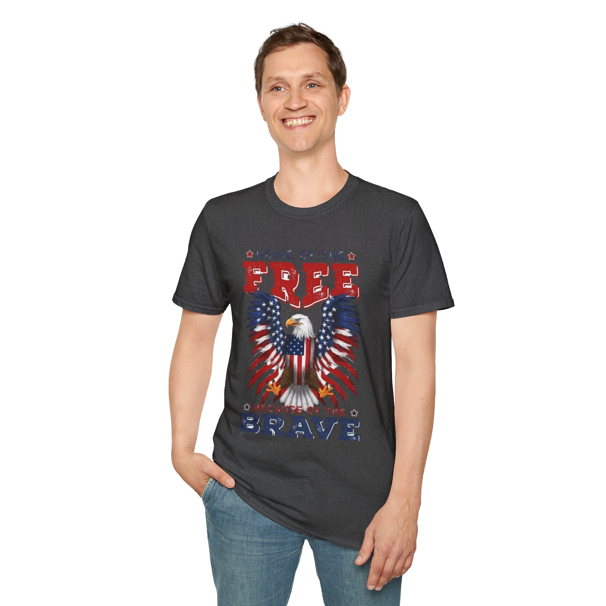 Patriotic Eagle T-Shirt — "Home of the Free Because of the Brave"