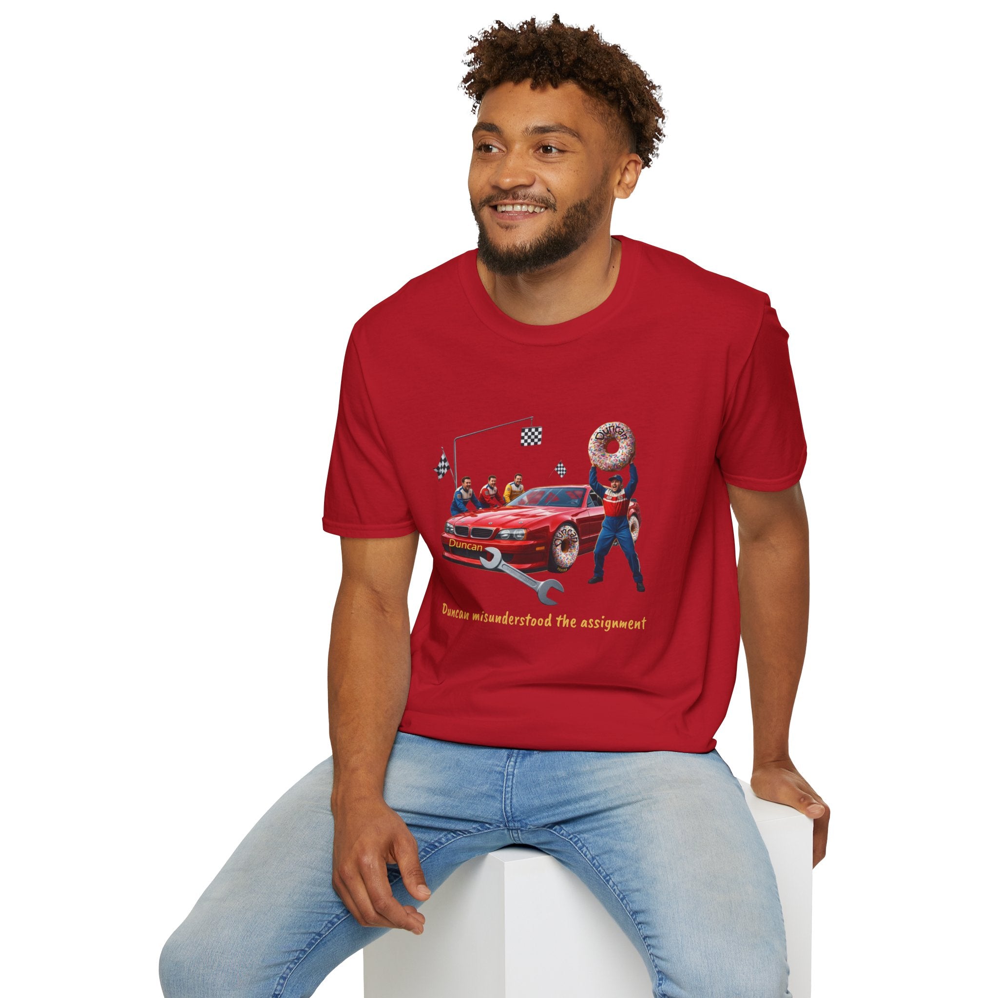 Duncan Misunderstood the Assignment Nascar T-Shirt | Funny Car Donut Racing Design