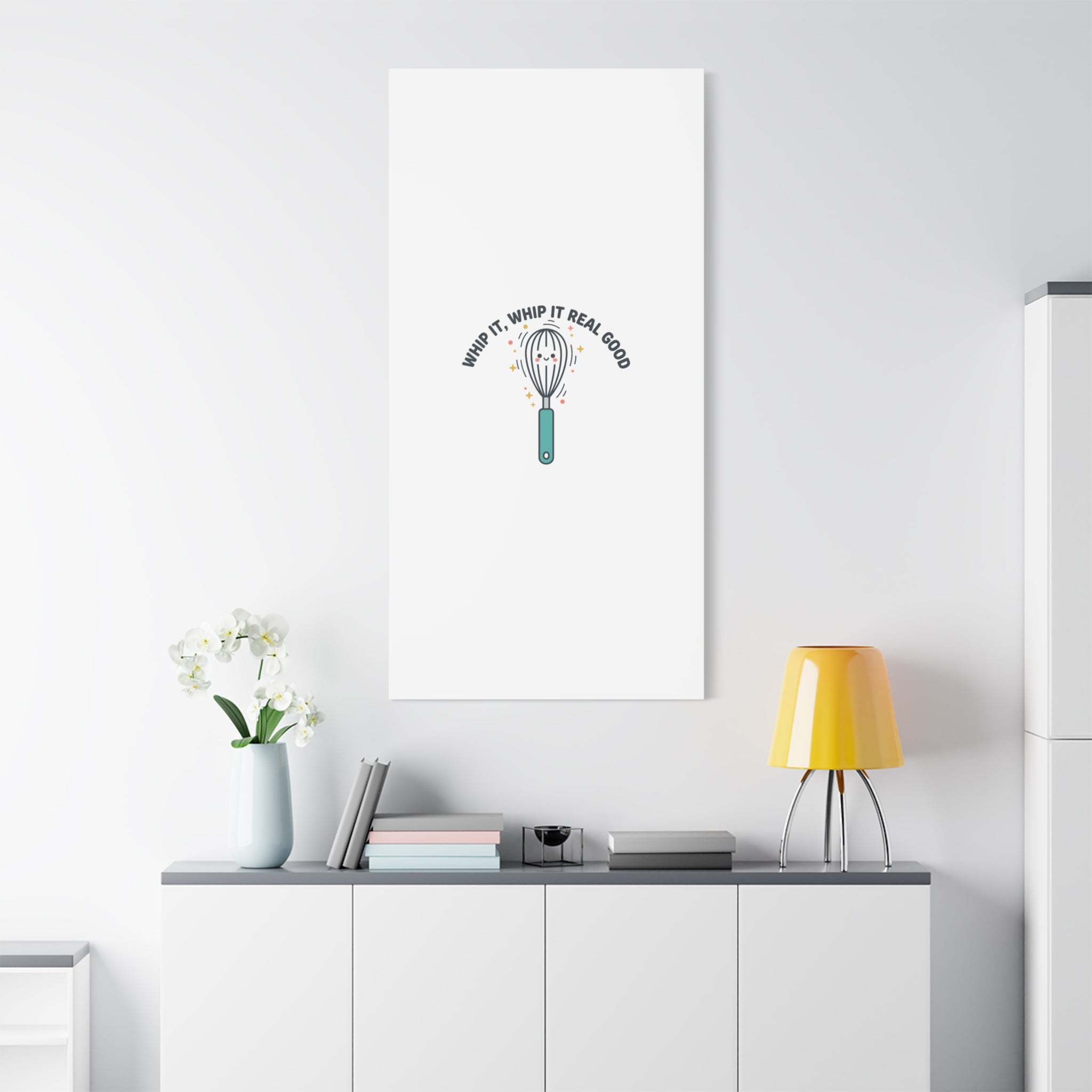 Whip It, Whip It Real Good Canvas | Kitchen Pun Minimalism, Cooking Humor