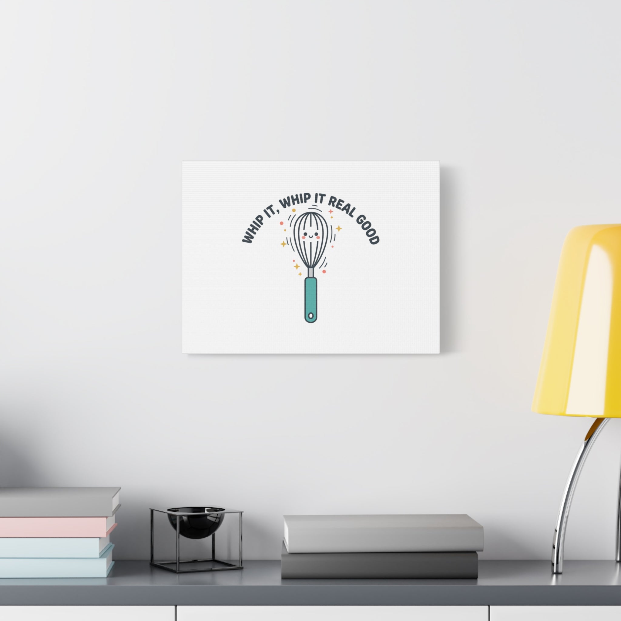 Whip It, Whip It Real Good Canvas | Kitchen Pun Minimalism, Cooking Humor