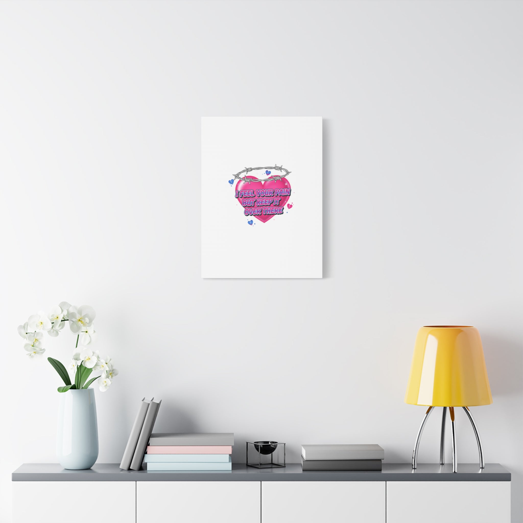 Snarky Neon Heart Airbrush Canvas | Softcore Hater, Y2K nostalgia