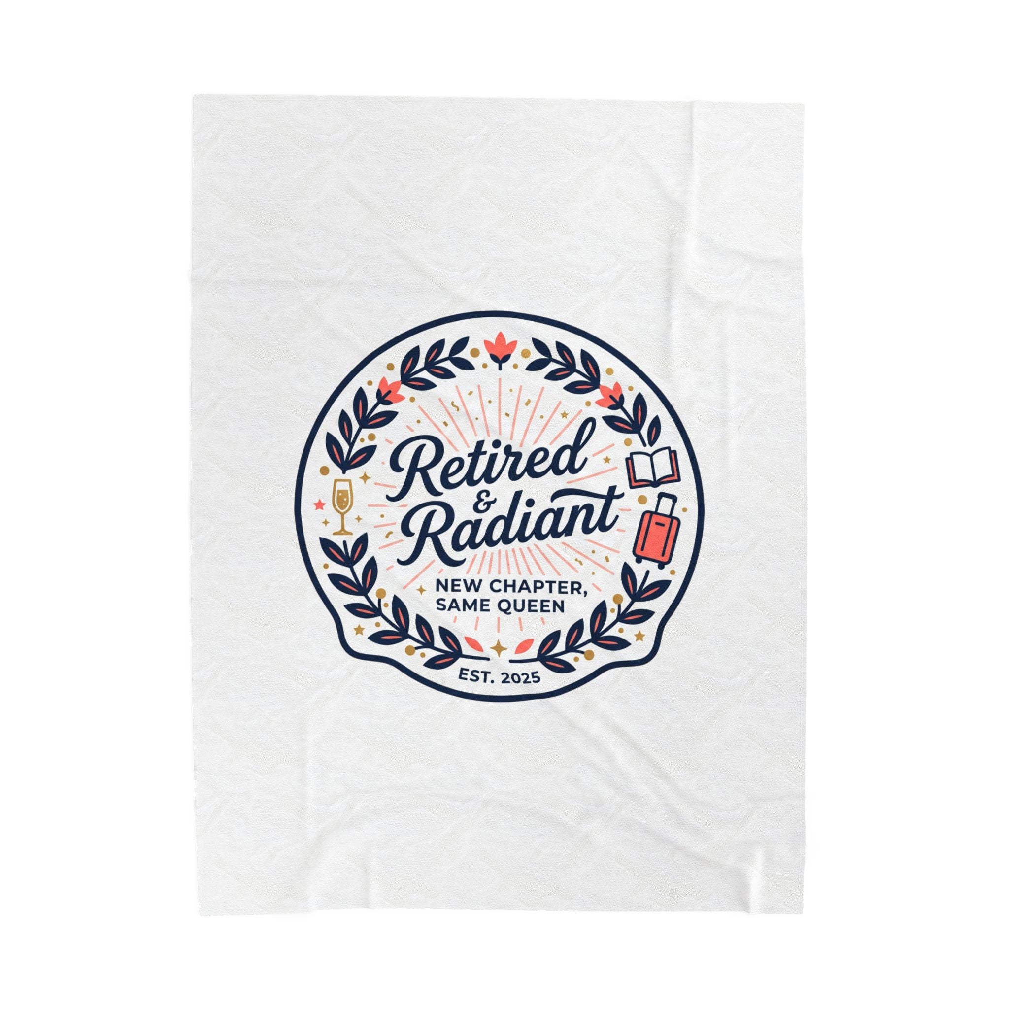 Retired & Radiant Velveteen Plush Blanket | retirement gifts, personalized retirement gifts