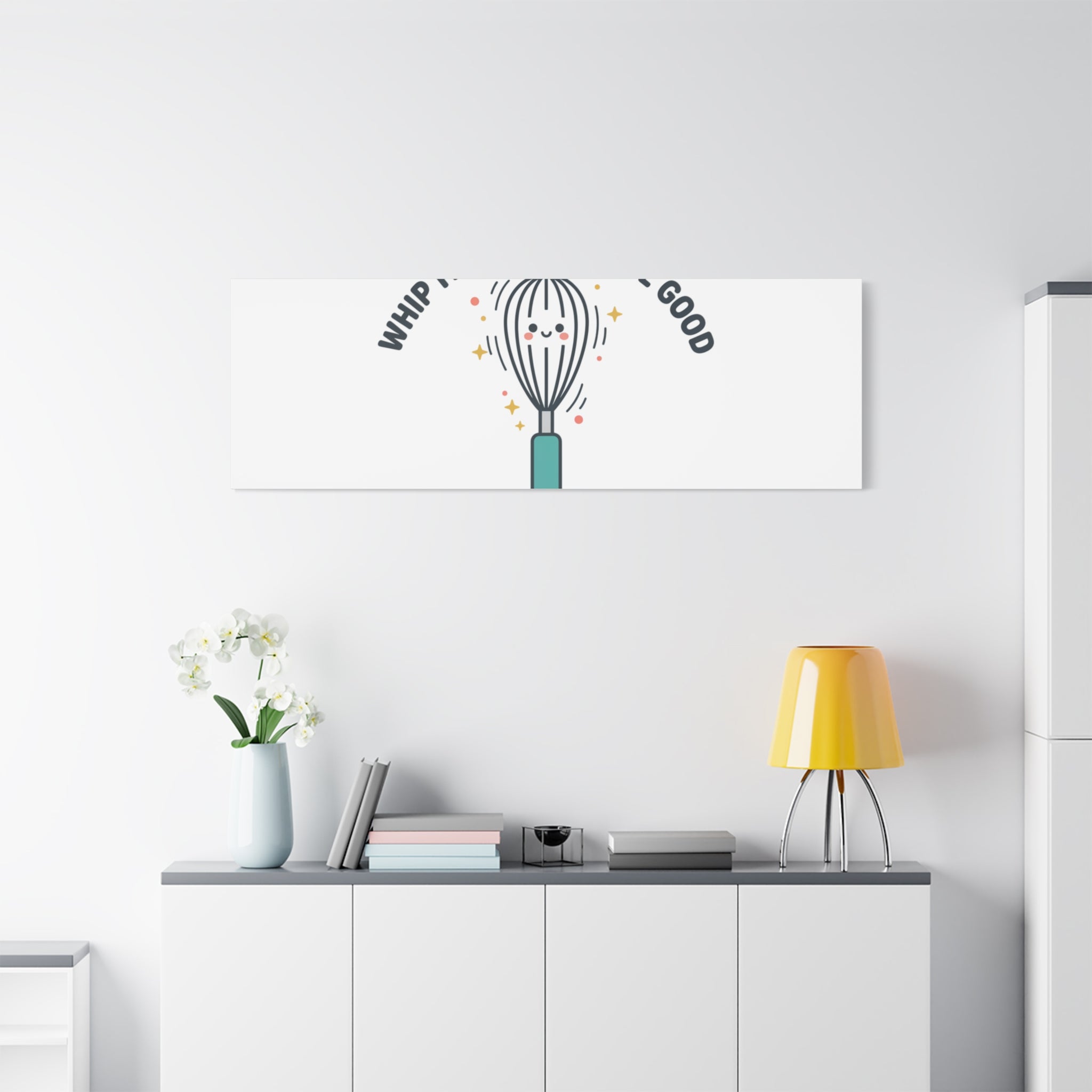 Whip It, Whip It Real Good Canvas | Kitchen Pun Minimalism, Cooking Humor