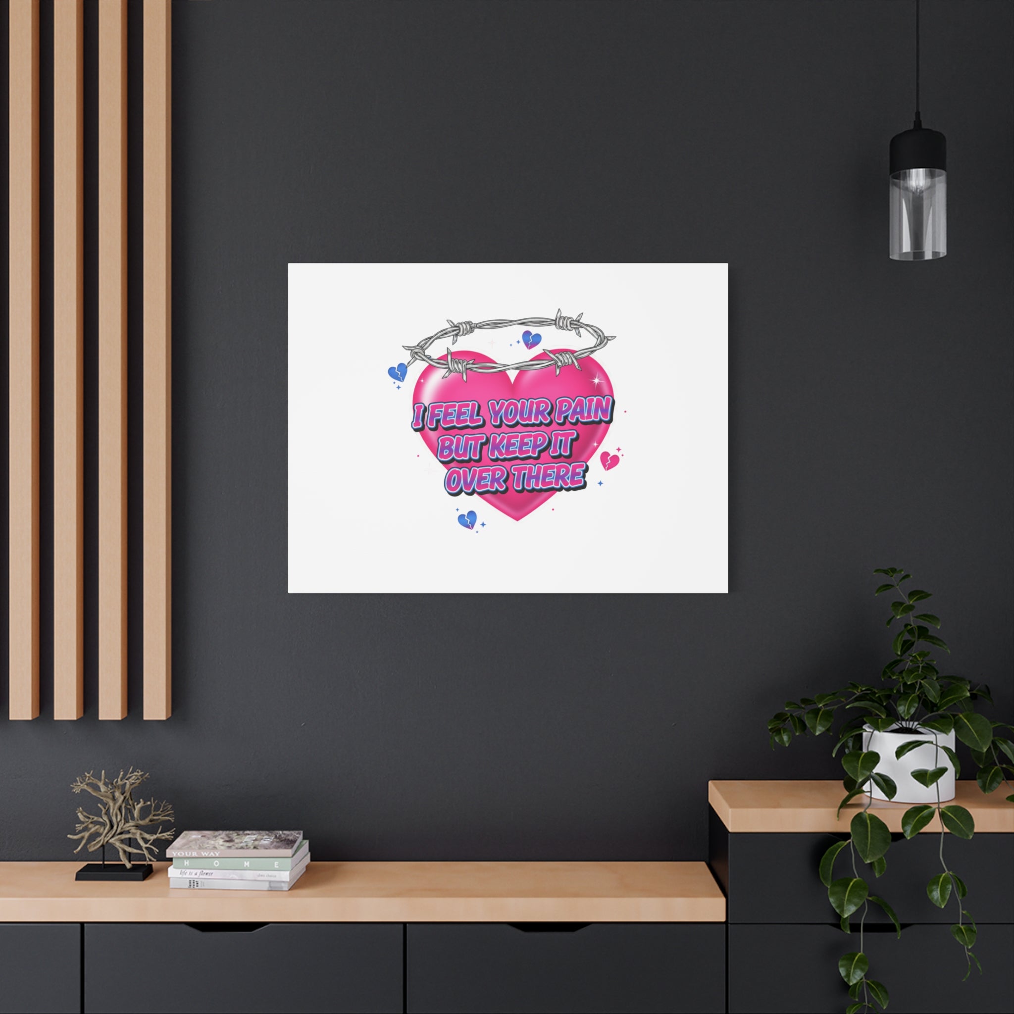 Snarky Neon Heart Airbrush Canvas | Softcore Hater, Y2K nostalgia