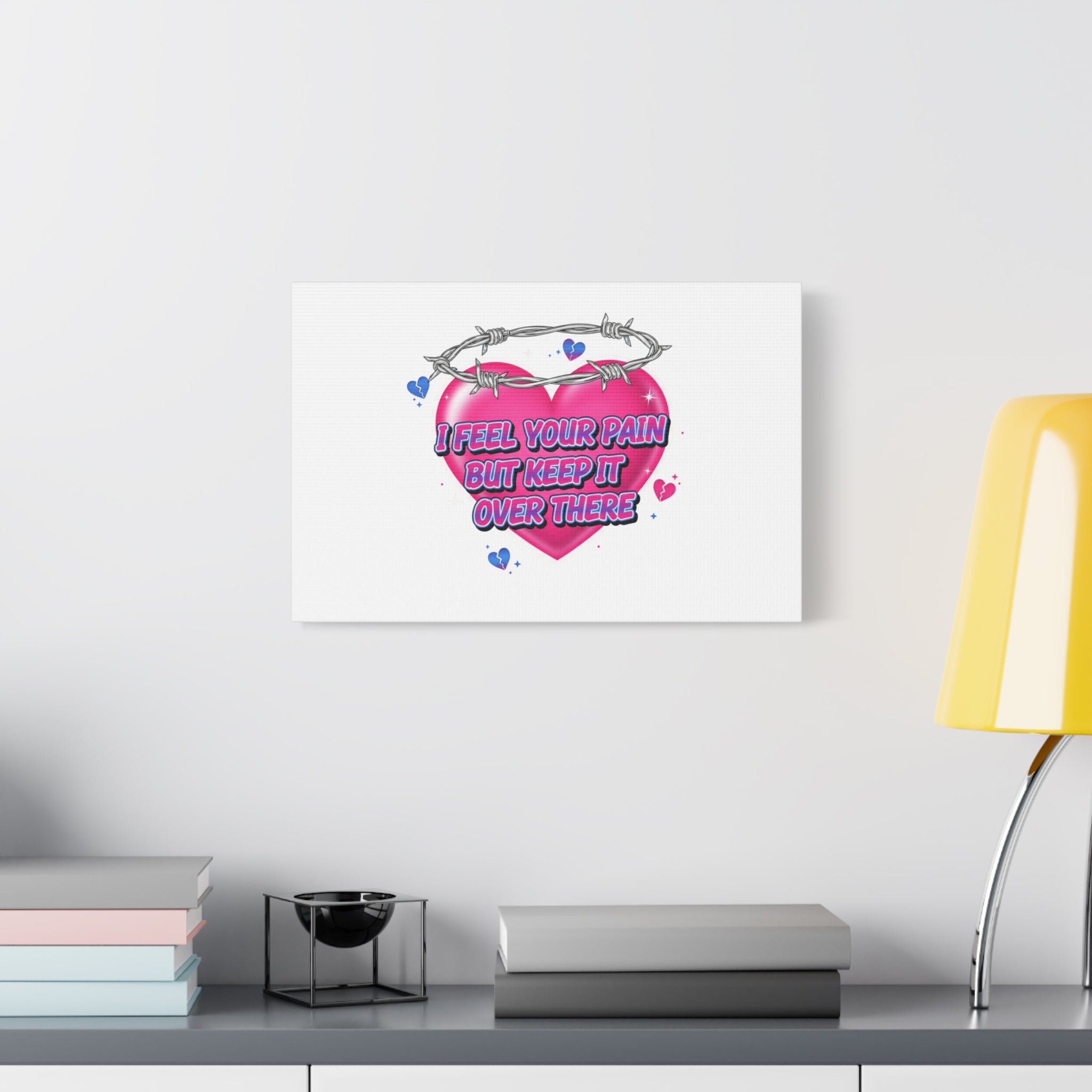 Snarky Neon Heart Airbrush Canvas | Softcore Hater, Y2K nostalgia