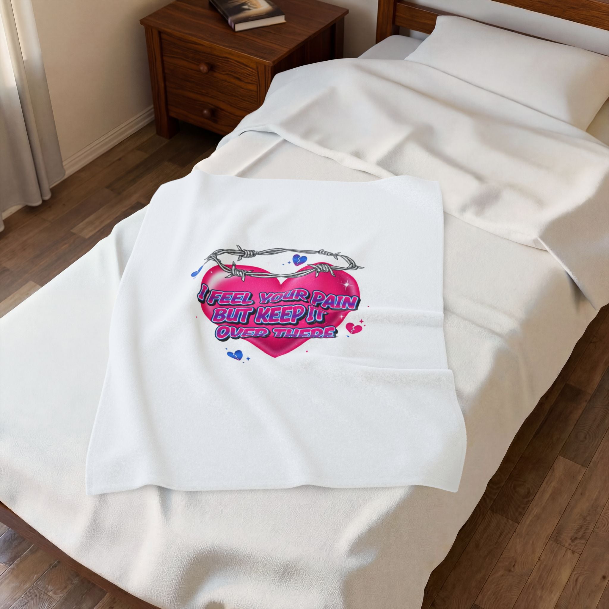 I Feel Your Pain But Keep It Over There Plush Blanket | Softcore Airbrush, Y2K Neon
