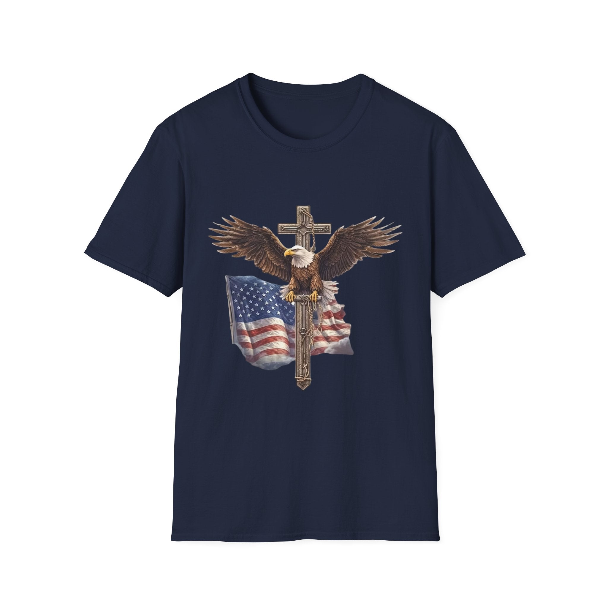 Patriotic Eagle Cross T-Shirt — American Flag Christian Tee