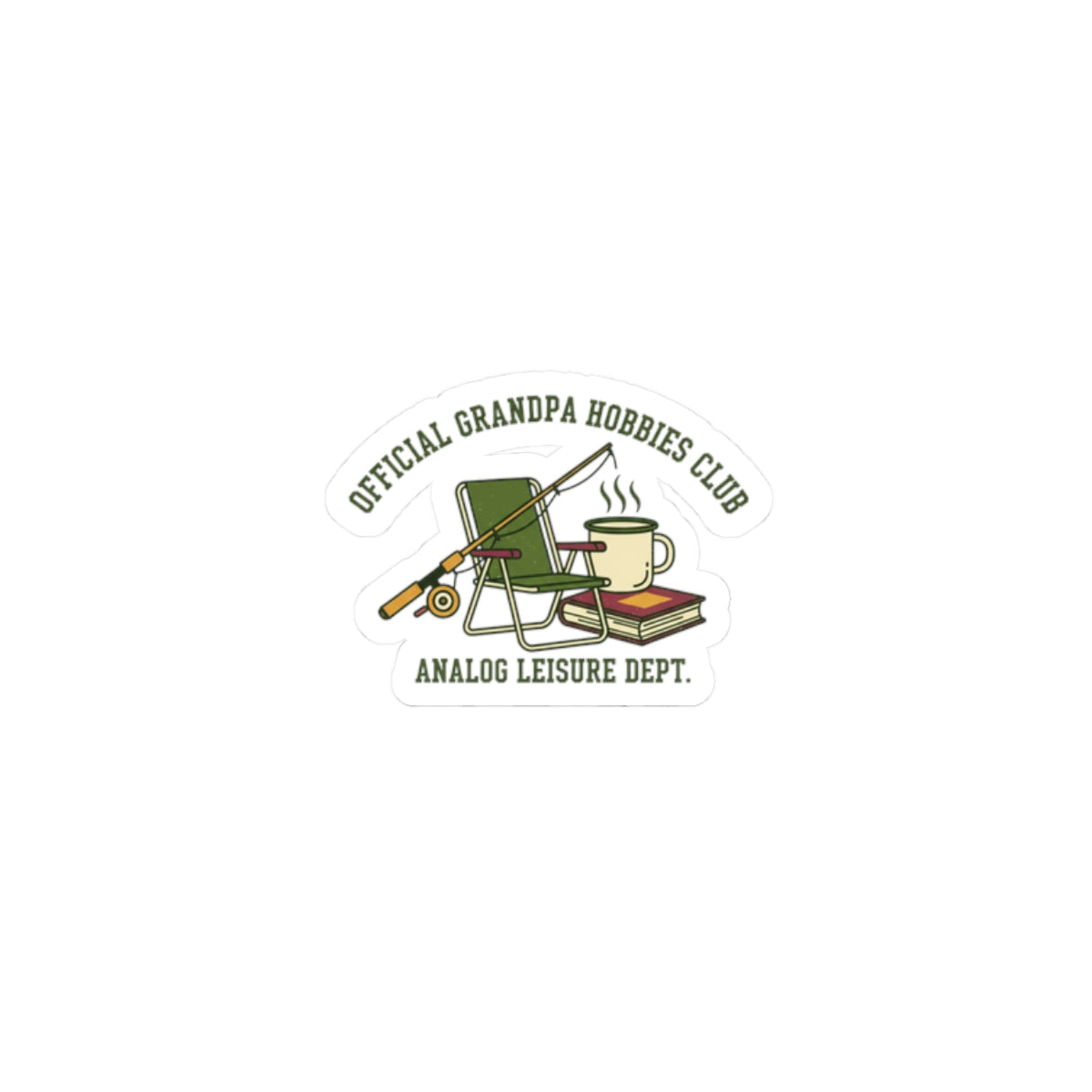 Analog Leisure Dept. Grandpa Hobbies Sticker | Retro fishing, vintage wildlife, country core