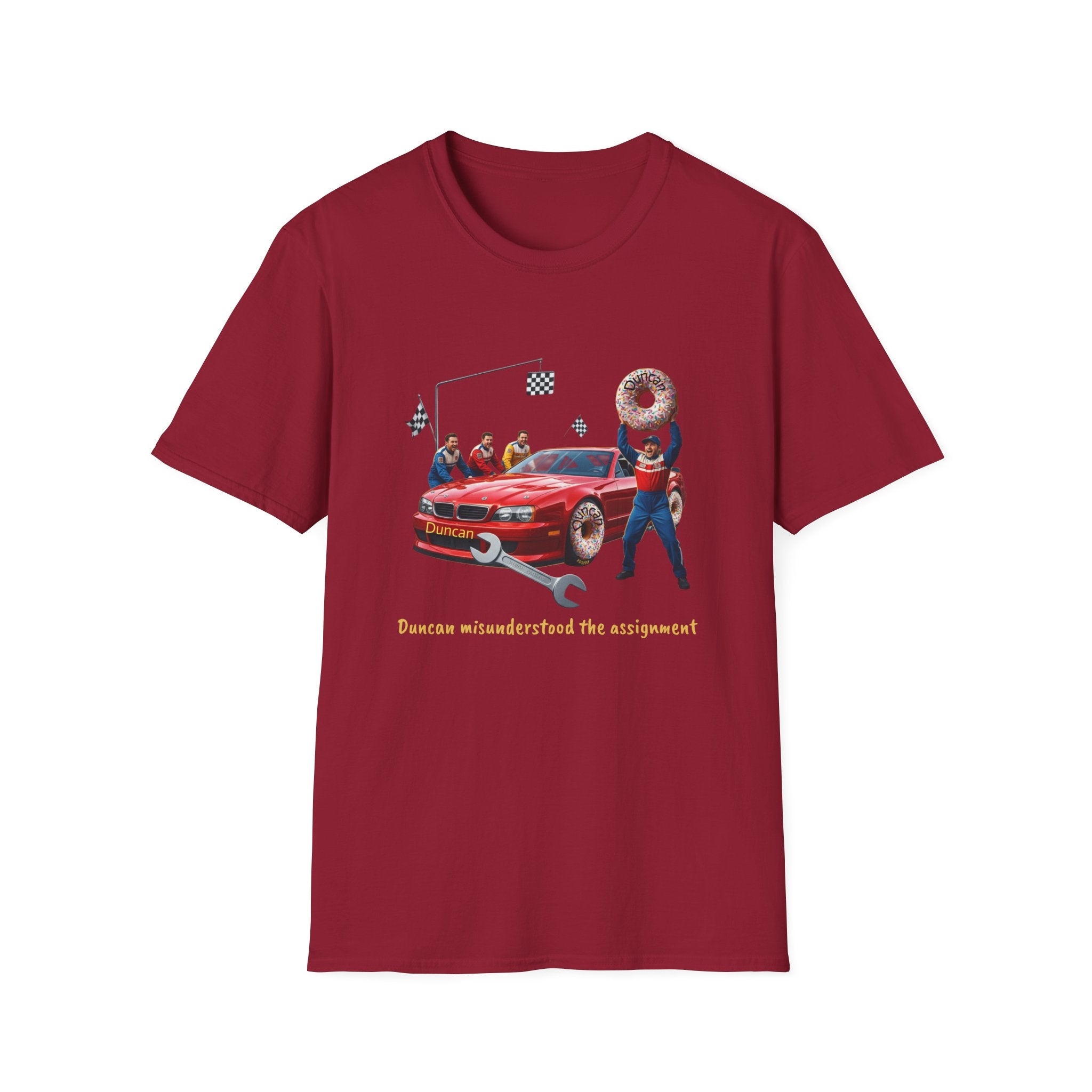 Duncan Misunderstood the Assignment Nascar T-Shirt | Funny Car Donut Racing Design