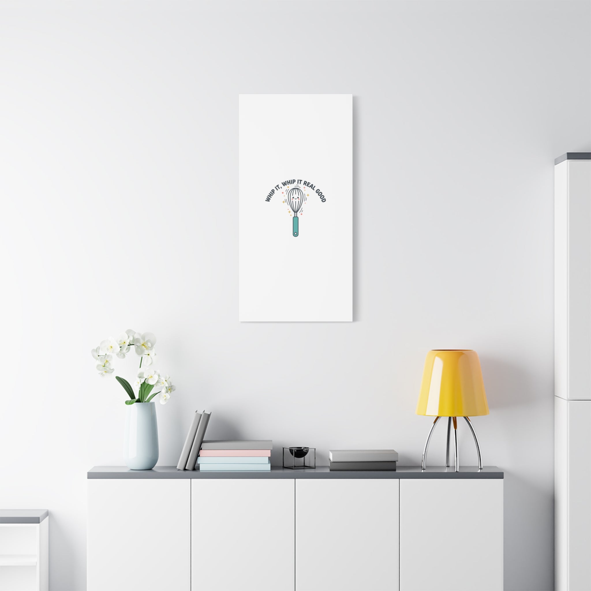 Whip It, Whip It Real Good Canvas | Kitchen Pun Minimalism, Cooking Humor