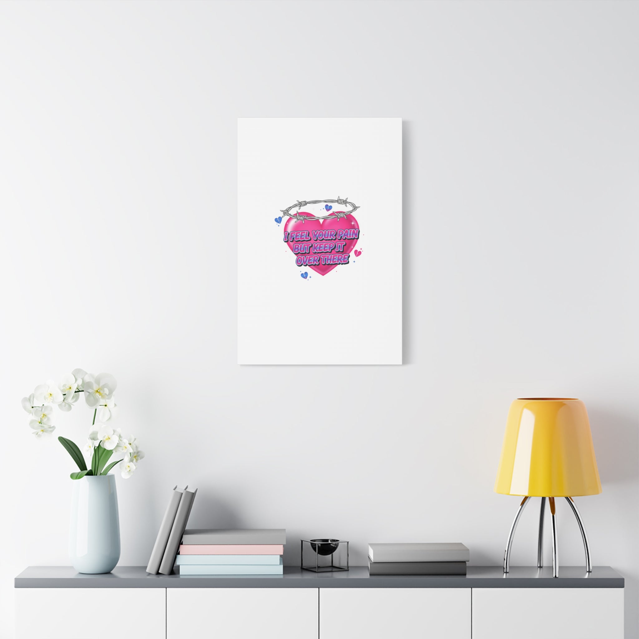 Snarky Neon Heart Airbrush Canvas | Softcore Hater, Y2K nostalgia