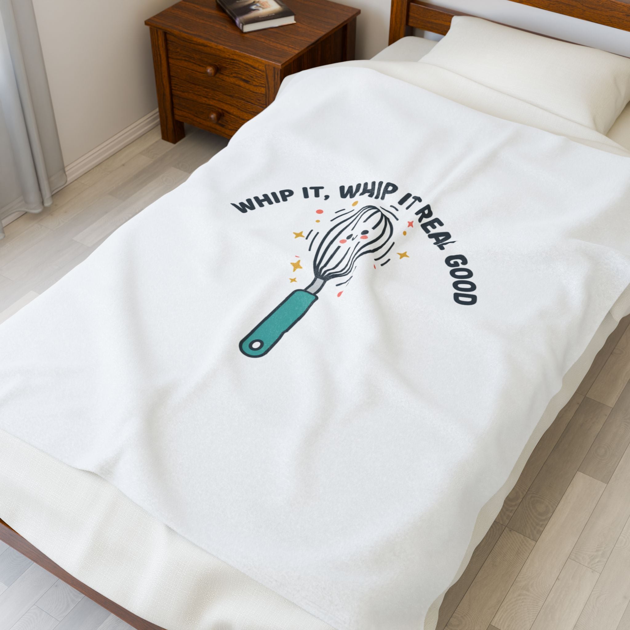 Whip It Whisk Kitchen Pun Velveteen Plush Blanket | kitchen pun towel, cooking humor