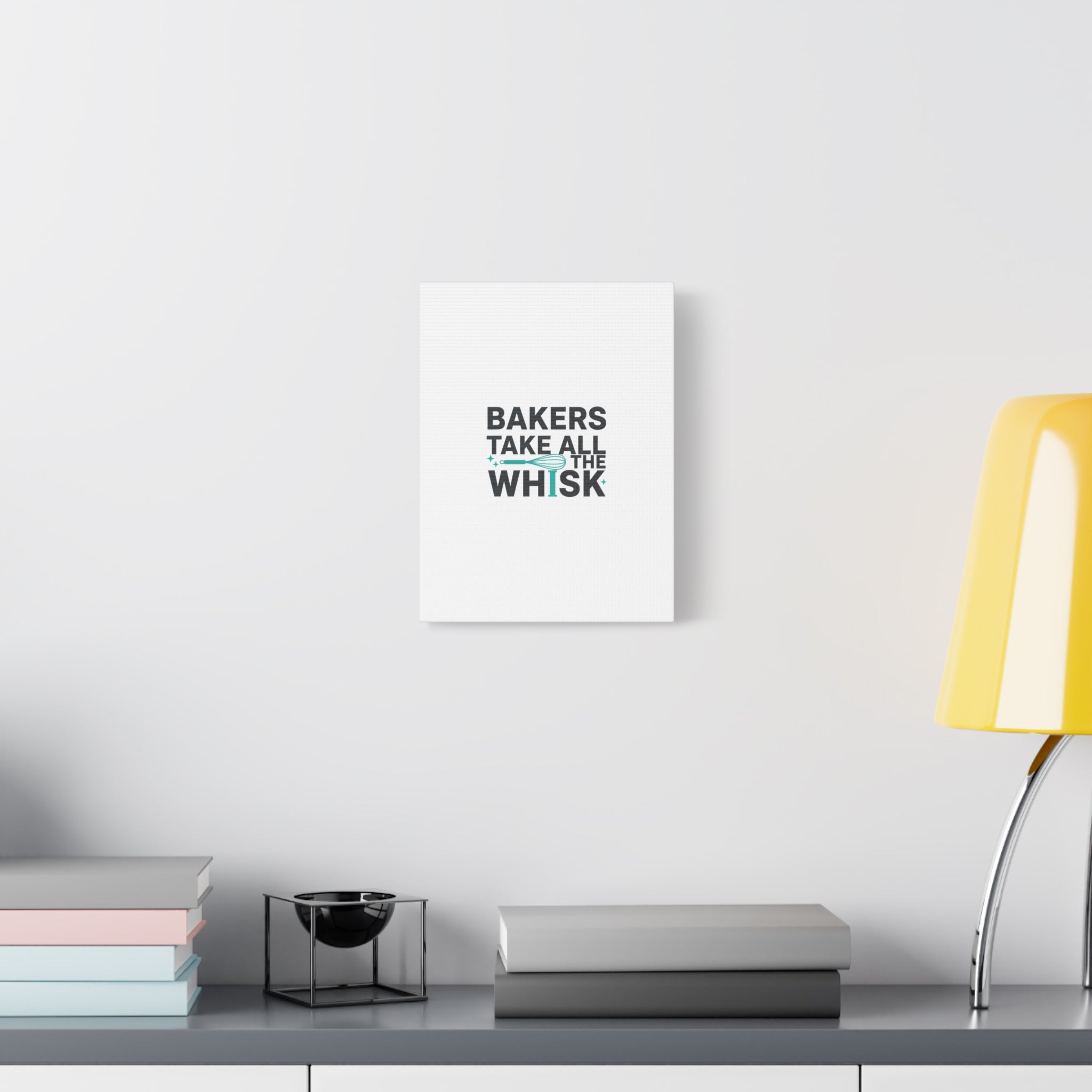 Bakers Take All The Whisk Canvas, Kitchen Pun Minimalism, cooking humor wall art