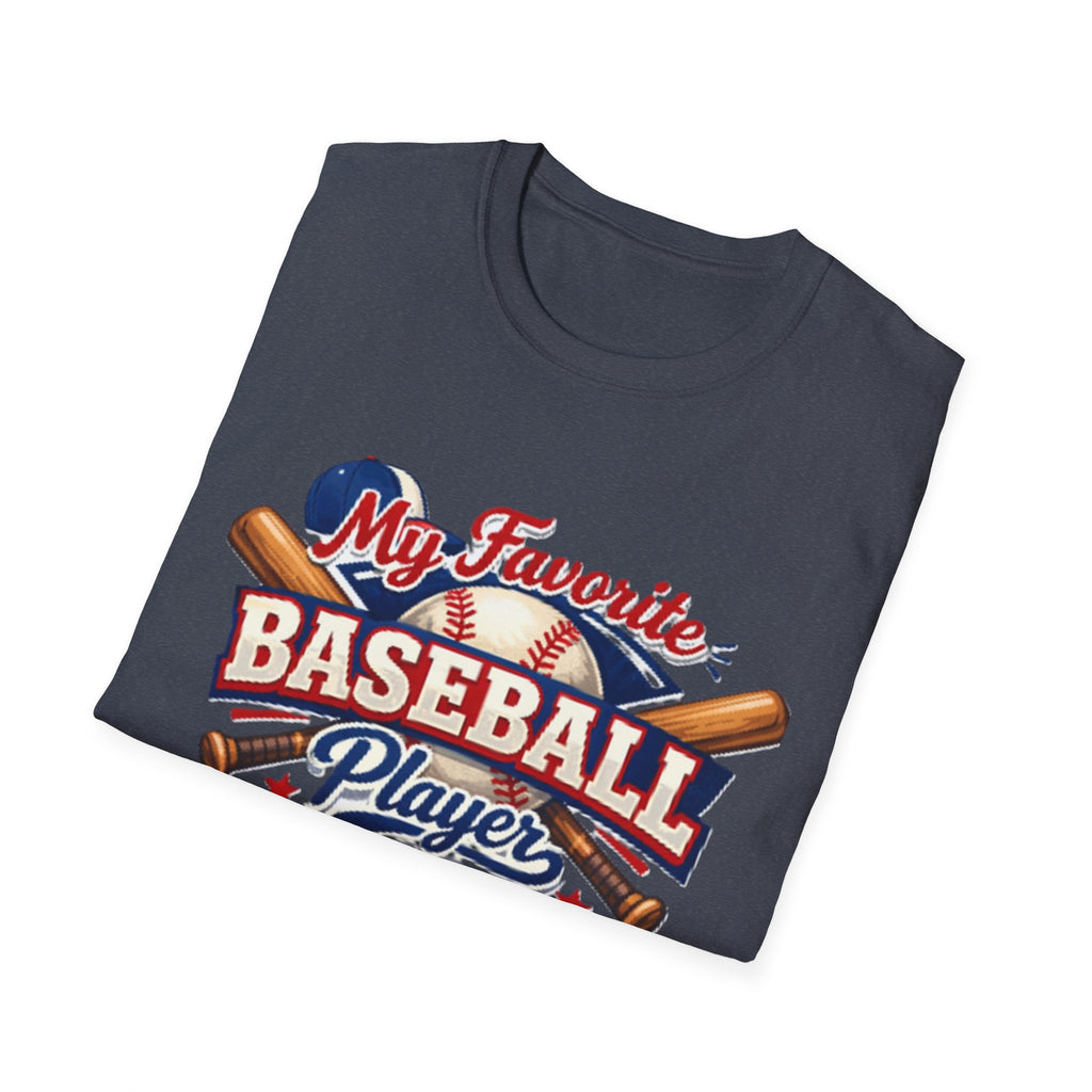 Baseball Mama T-Shirt — “My Favorite Baseball Player Calls Me Mama” Graphic Shirt